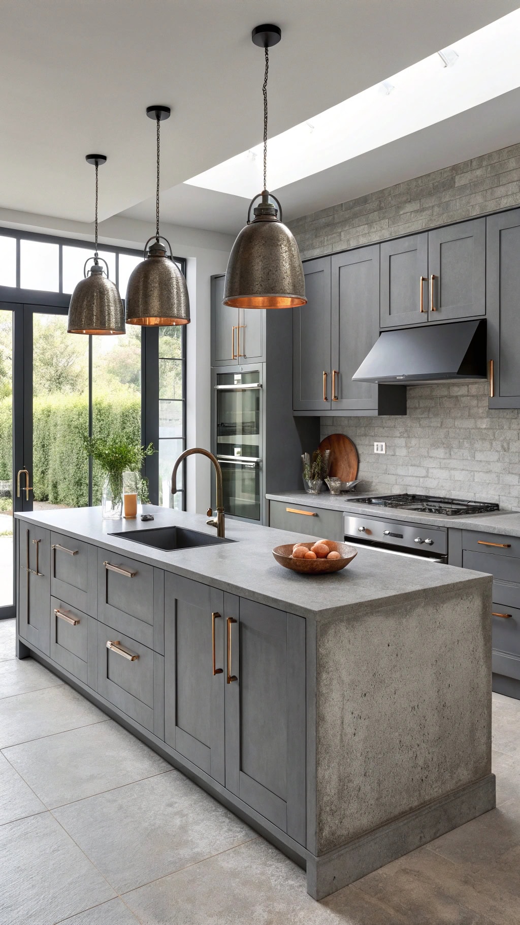 sleek gray industrial kitchen