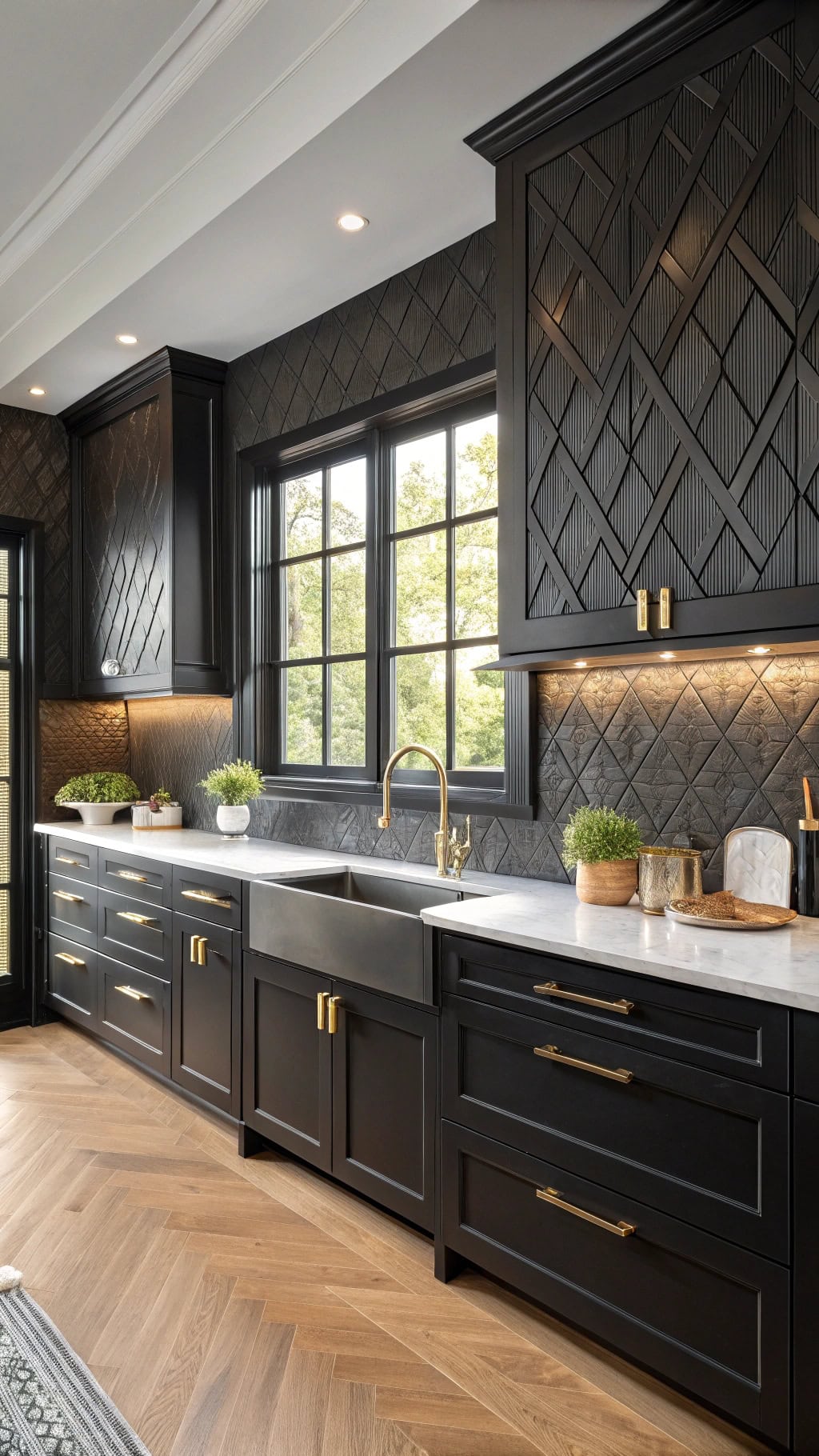 sleek leather panel walls