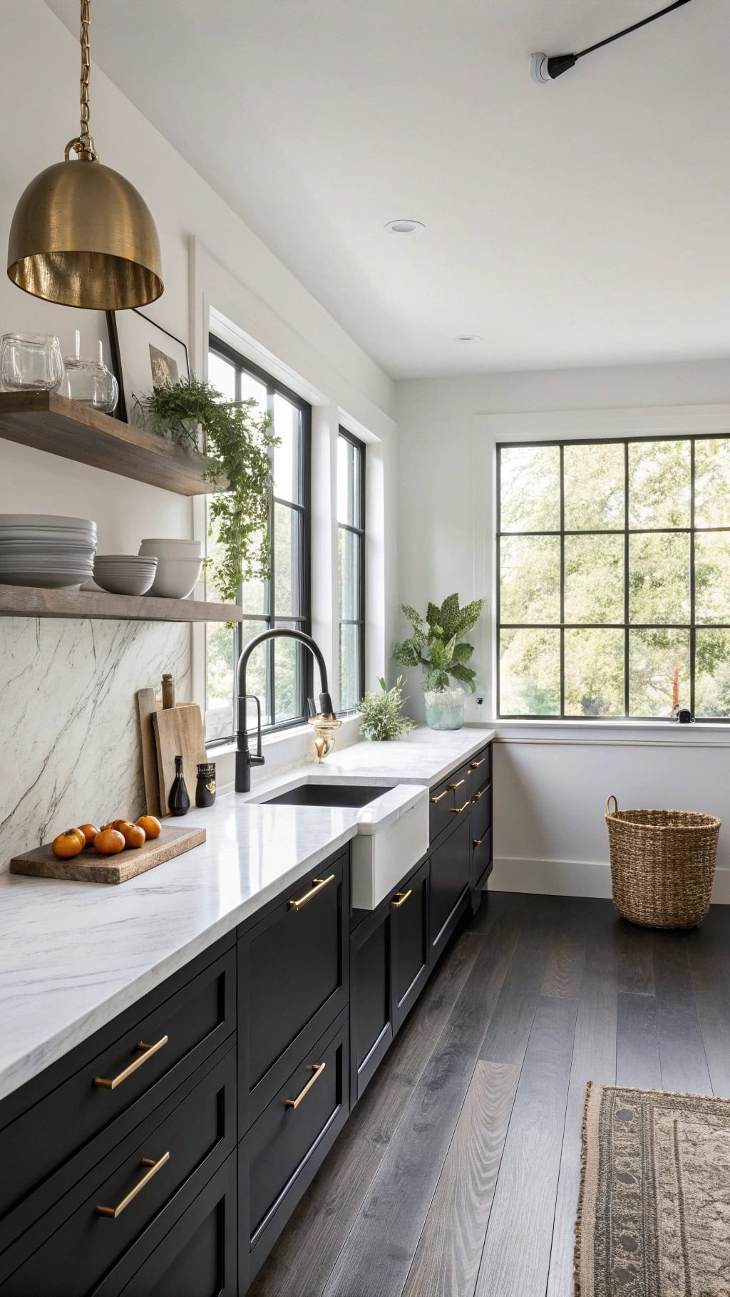 sleek matte black kitchen