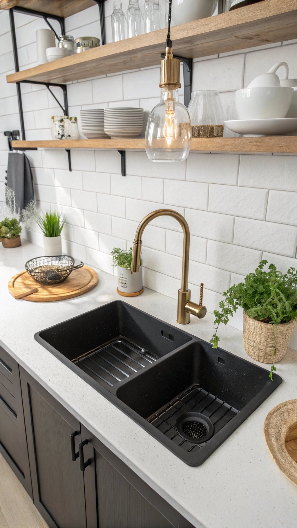 sleek matte black sink