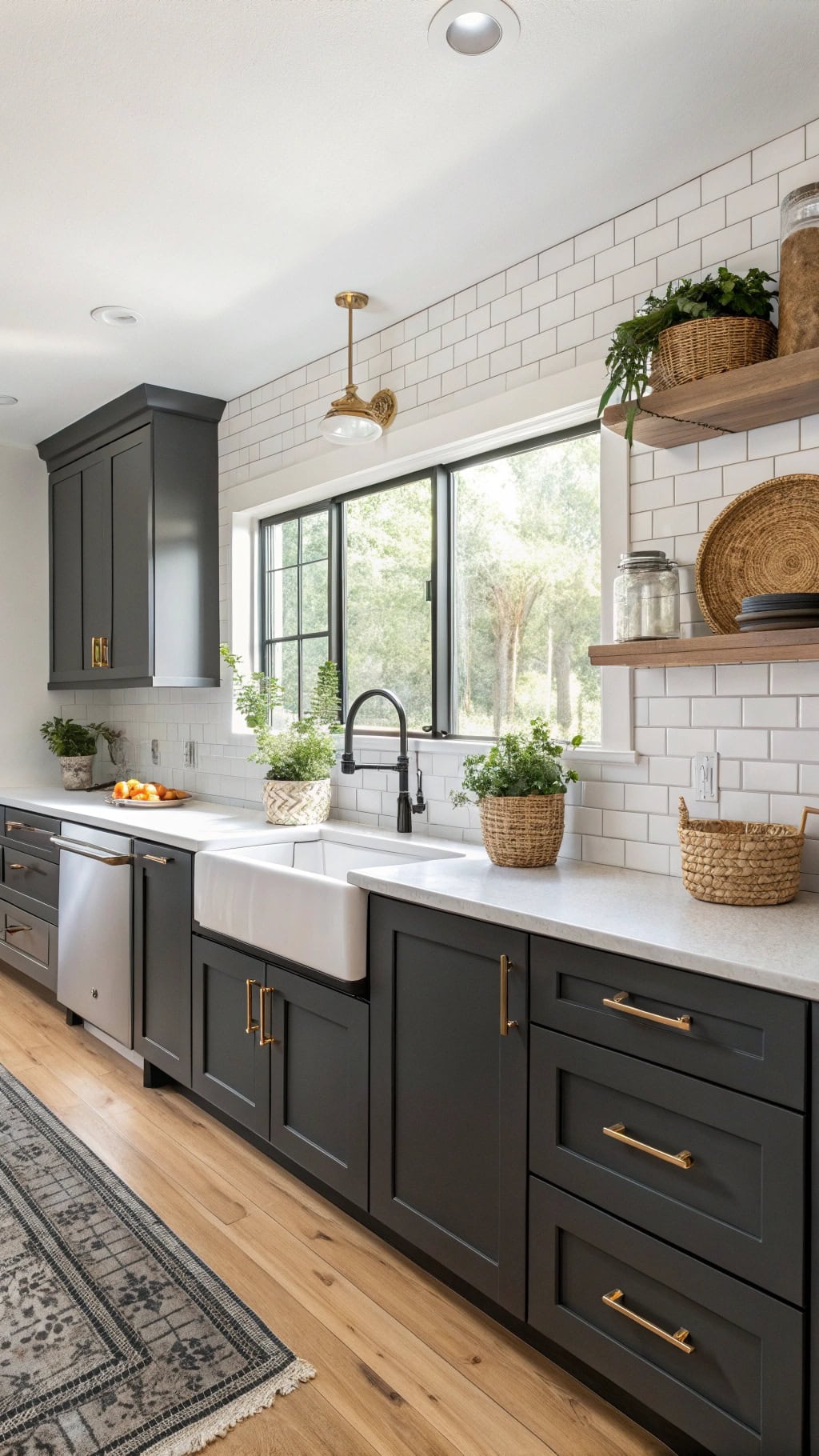 sleek matte charcoal cabinets