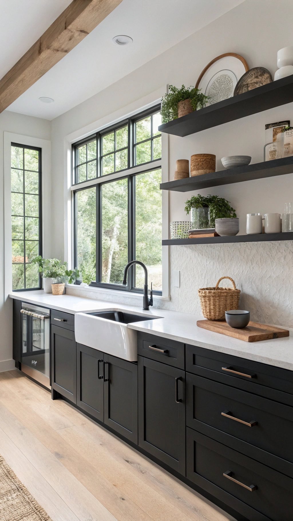 sleek minimalist black shelving