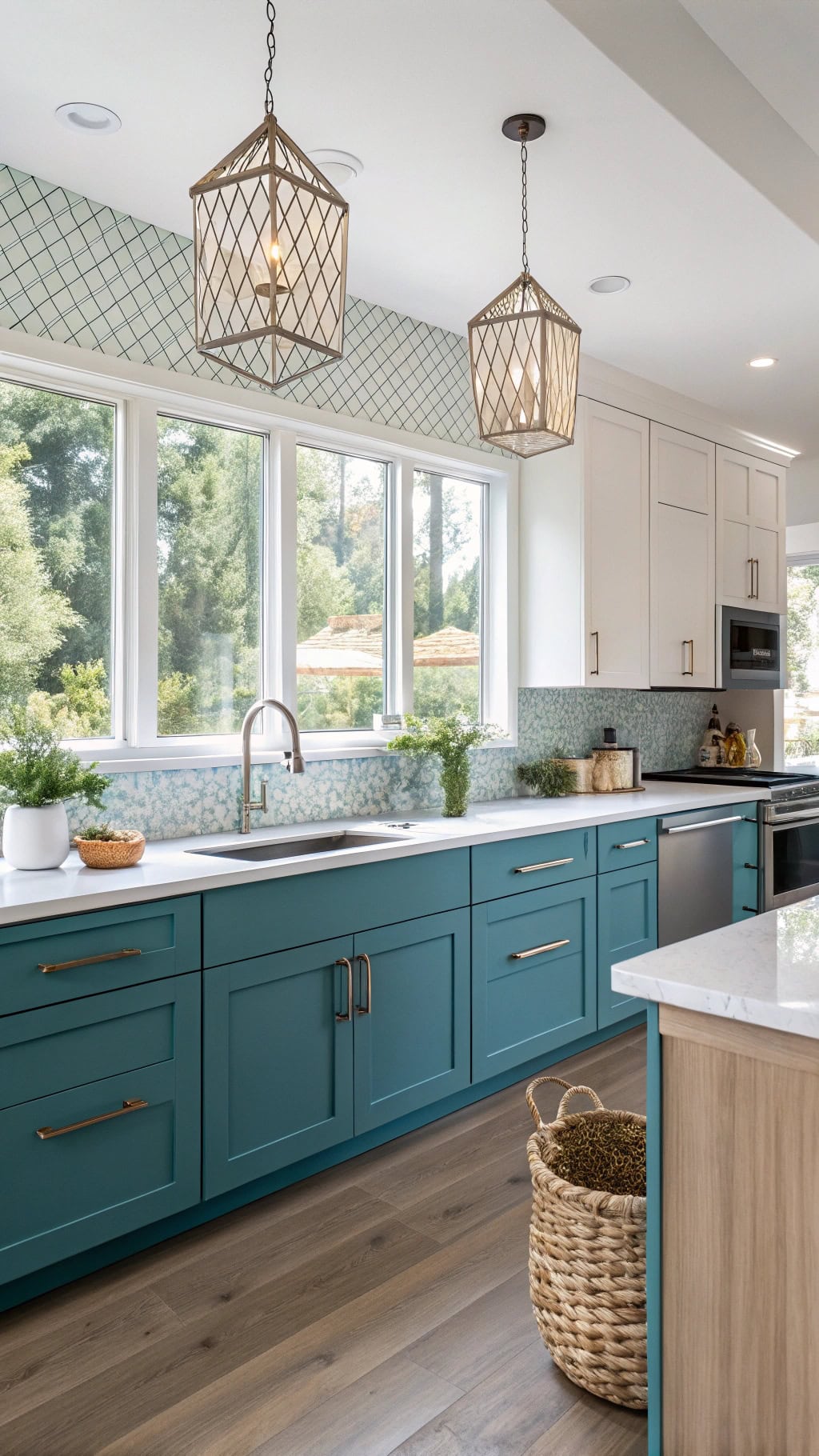 sleek modern teal cabinets