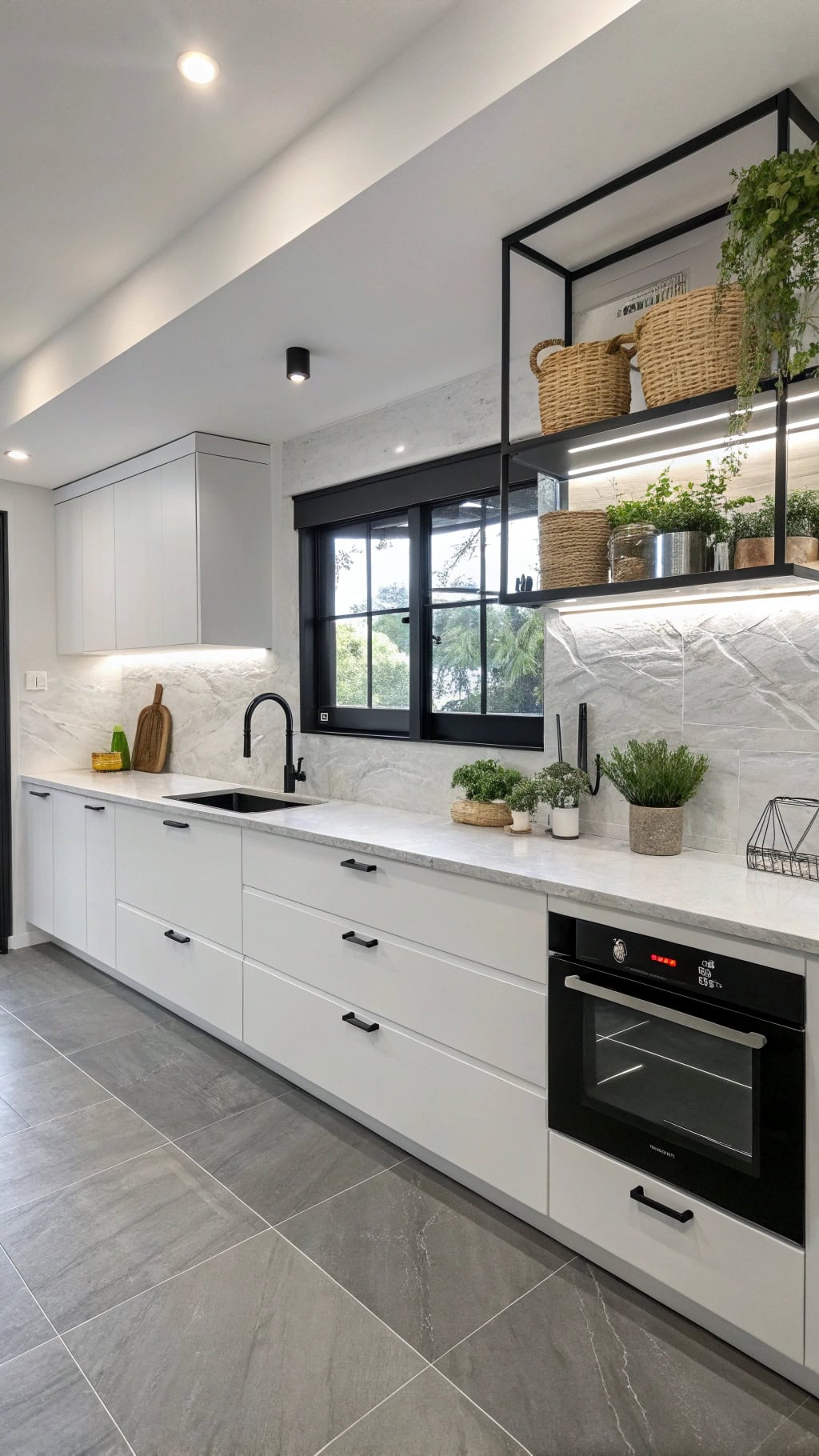 sleek suspended kitchen islands