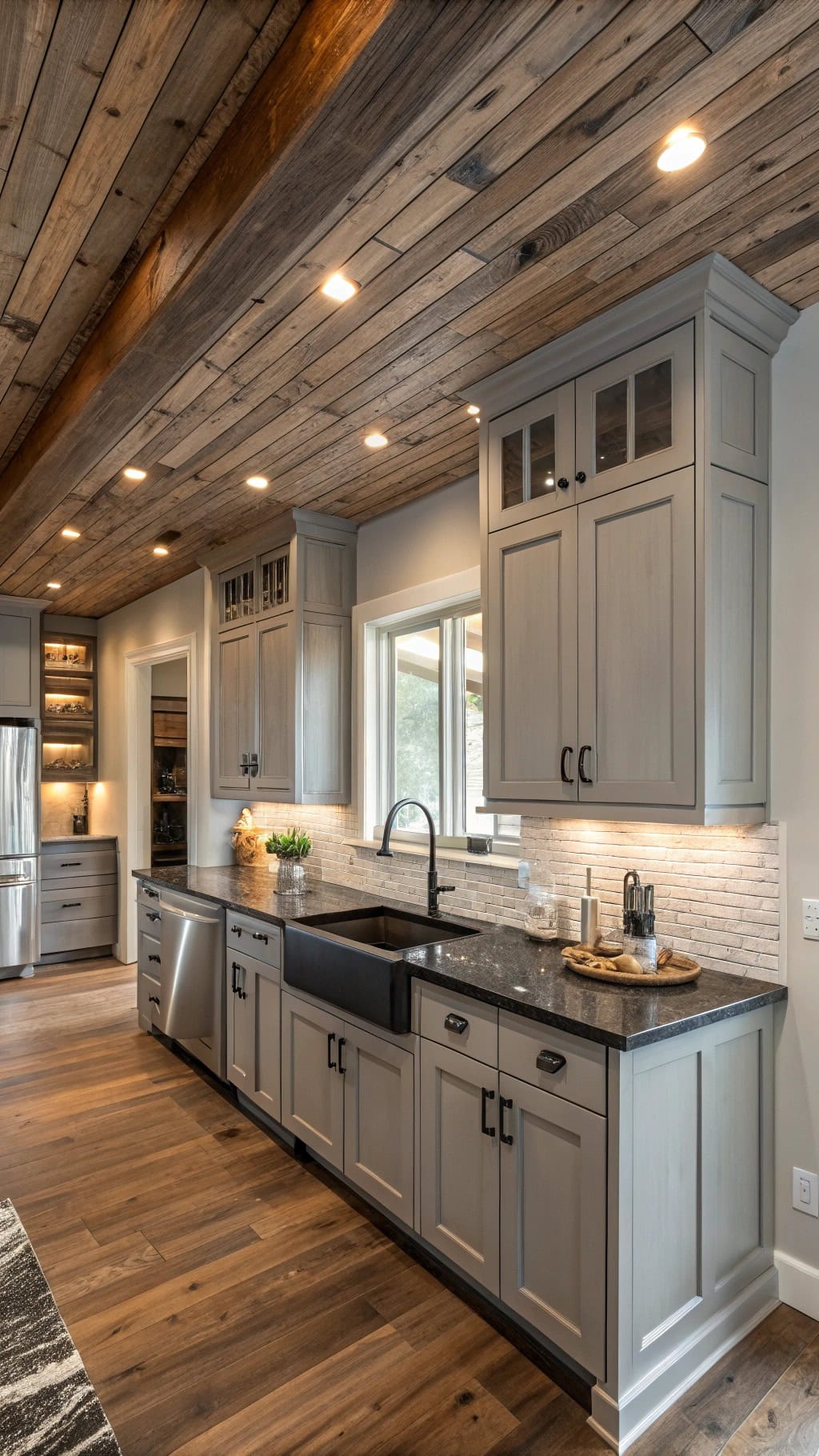 smoke grey cedar ceiling