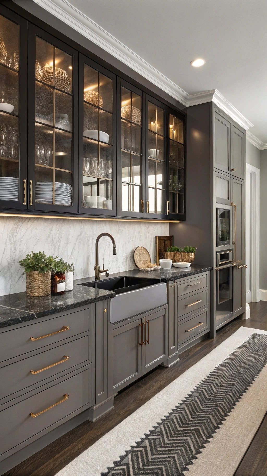smoky glass cabinet elegance