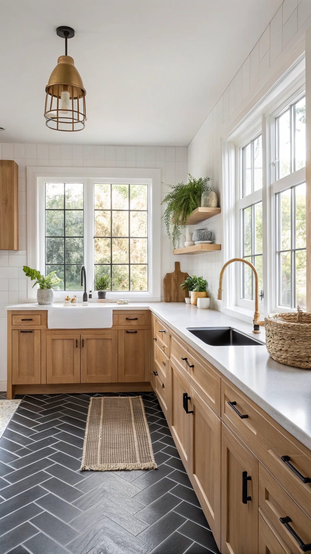 sophisticated black herringbone floors