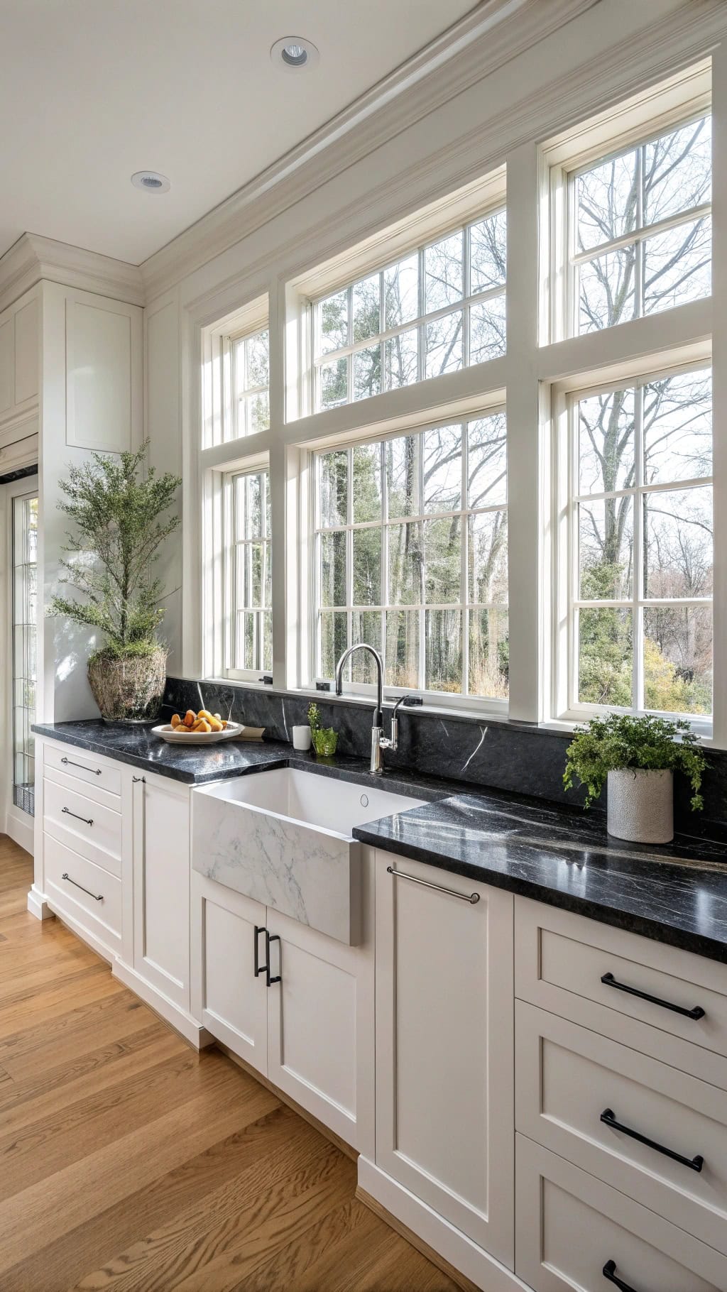 sophisticated black marble sills