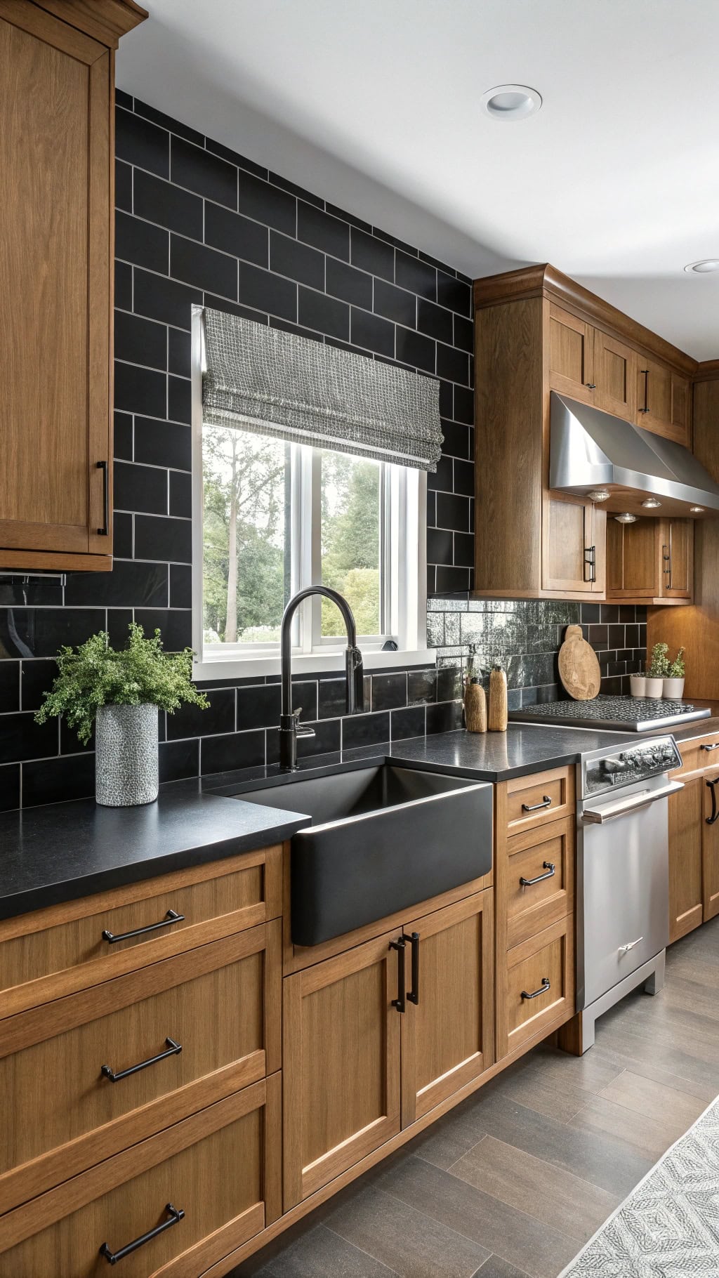 sophisticated black matte tiles