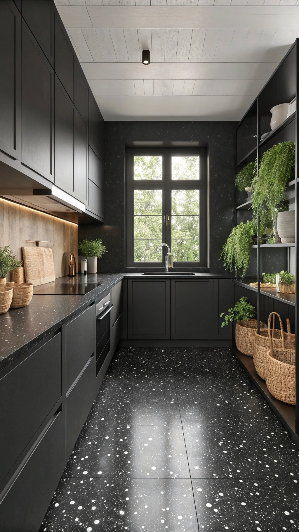 sophisticated black terrazzo flooring