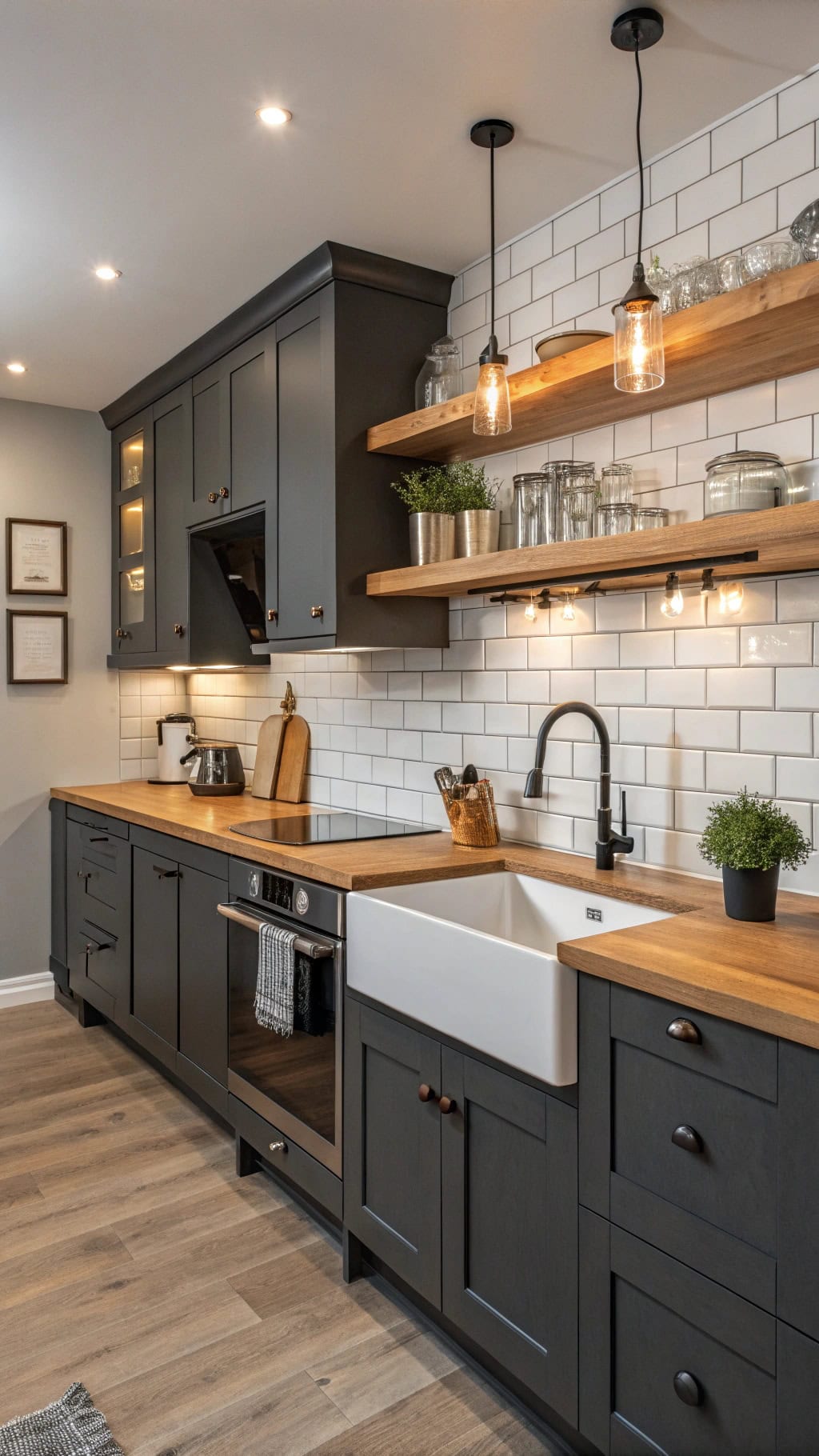 sophisticated dark grey kitchen