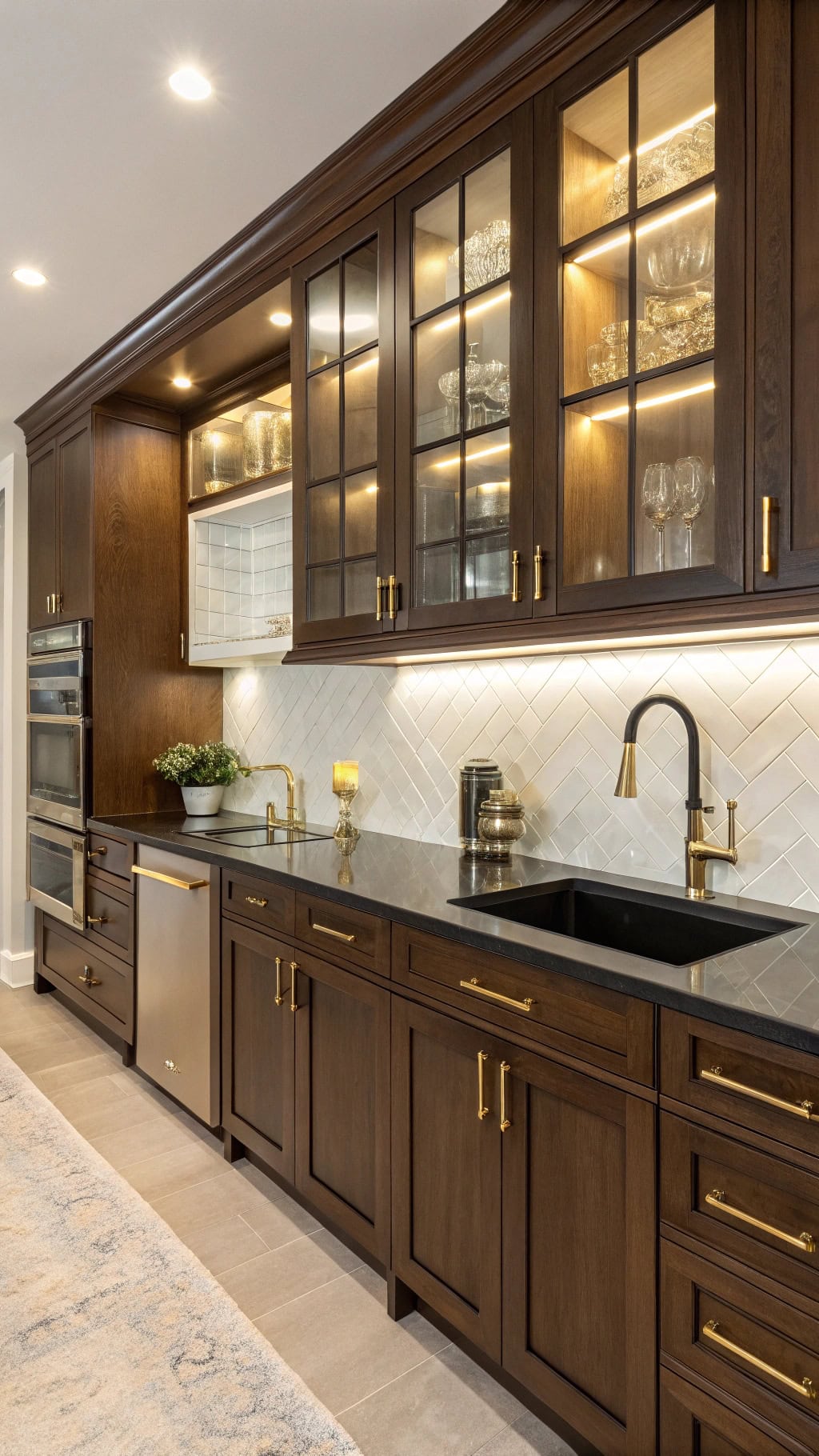 sophisticated dark walnut kitchen