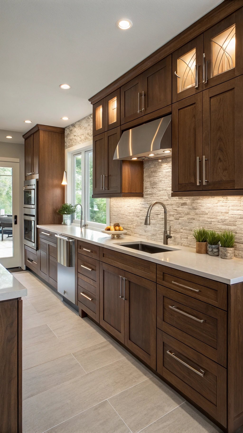 sophisticated modern walnut cabinets