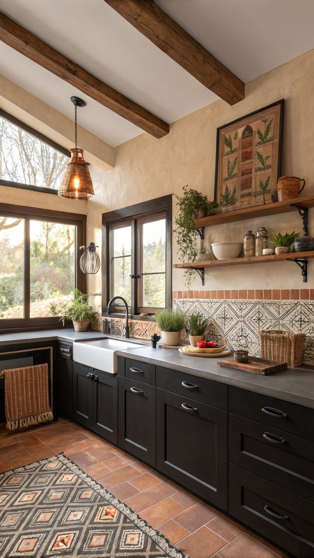 southwestern black kitchen chic