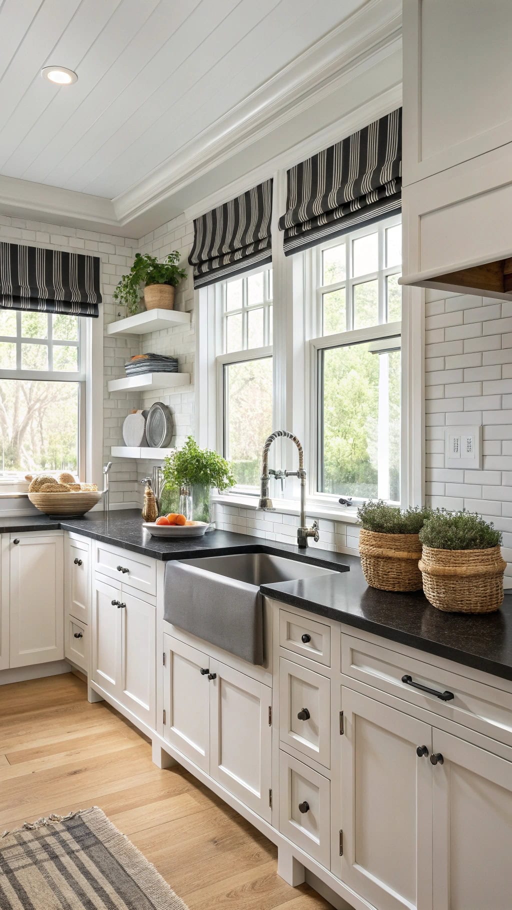 striped curtains enhance windows