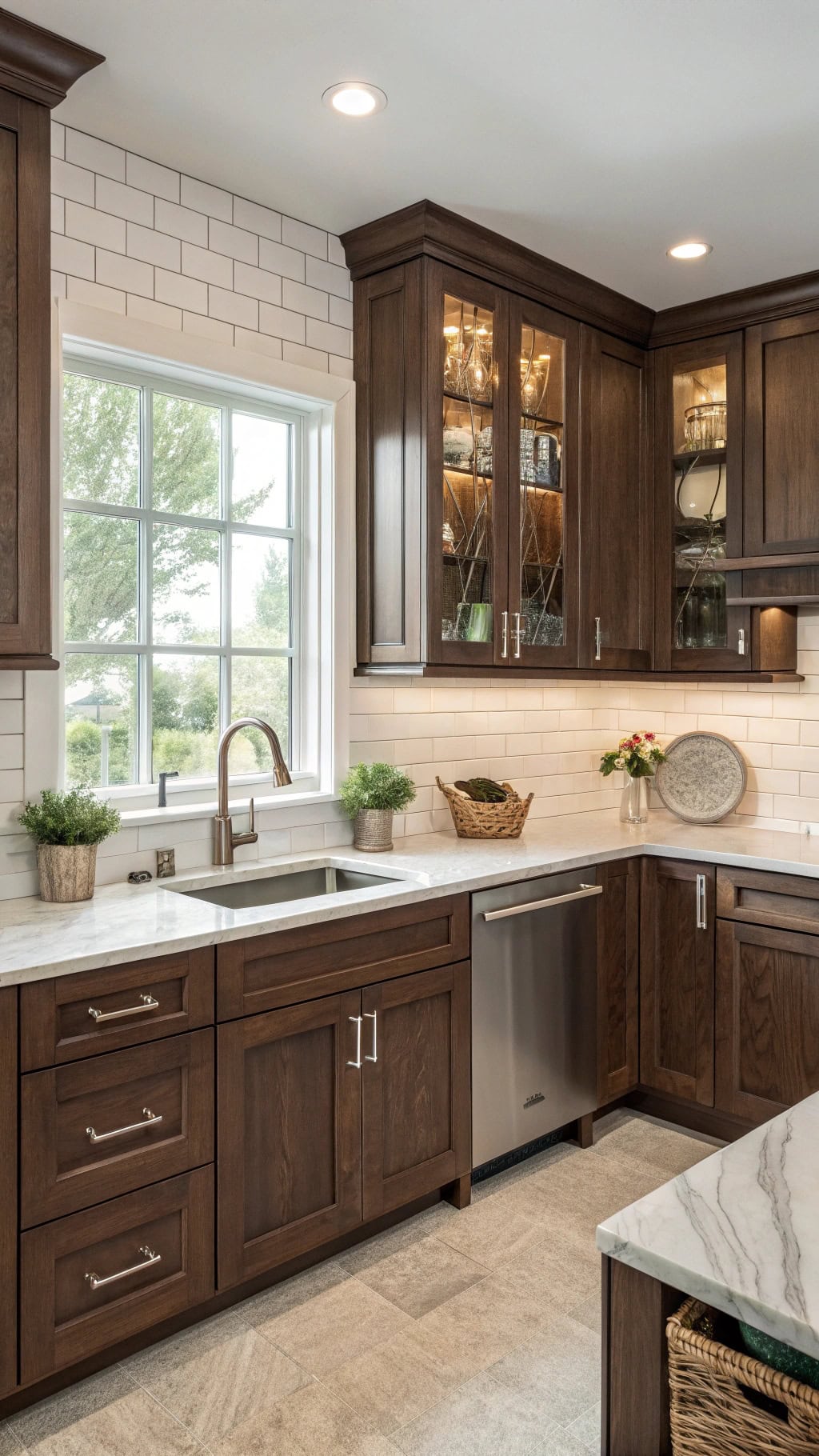 stunning dark walnut cabinets