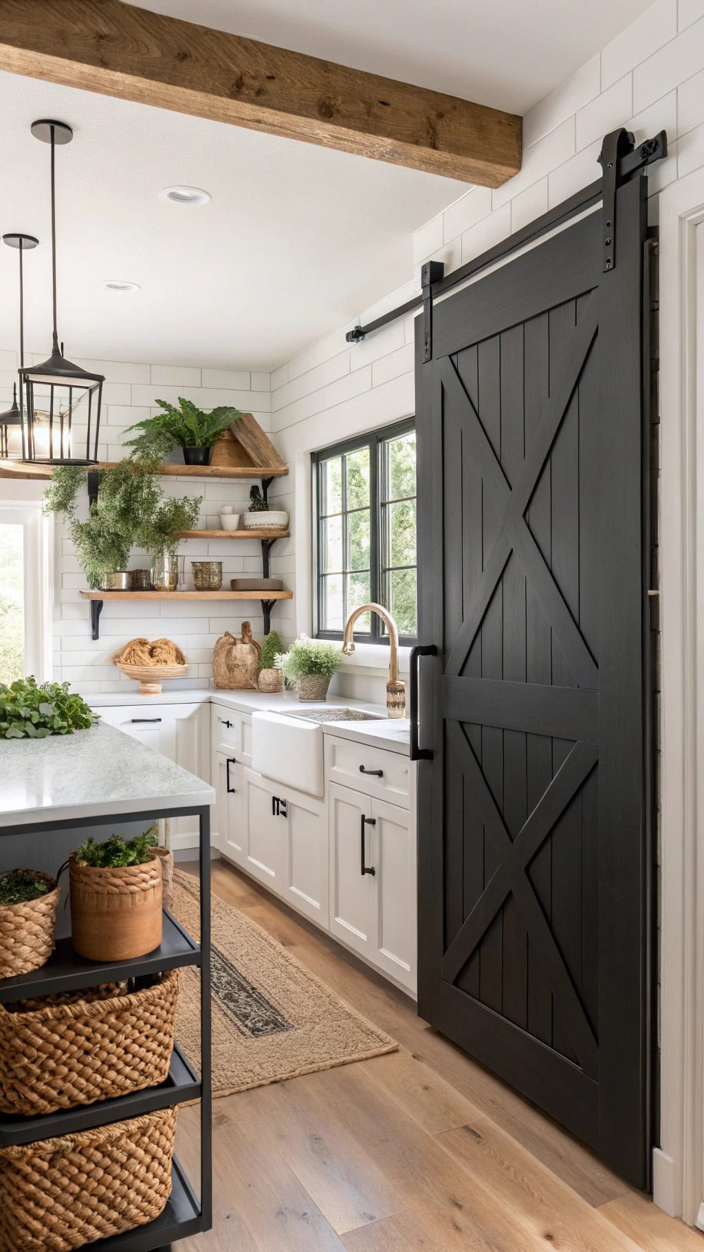 stylish black barn pantry