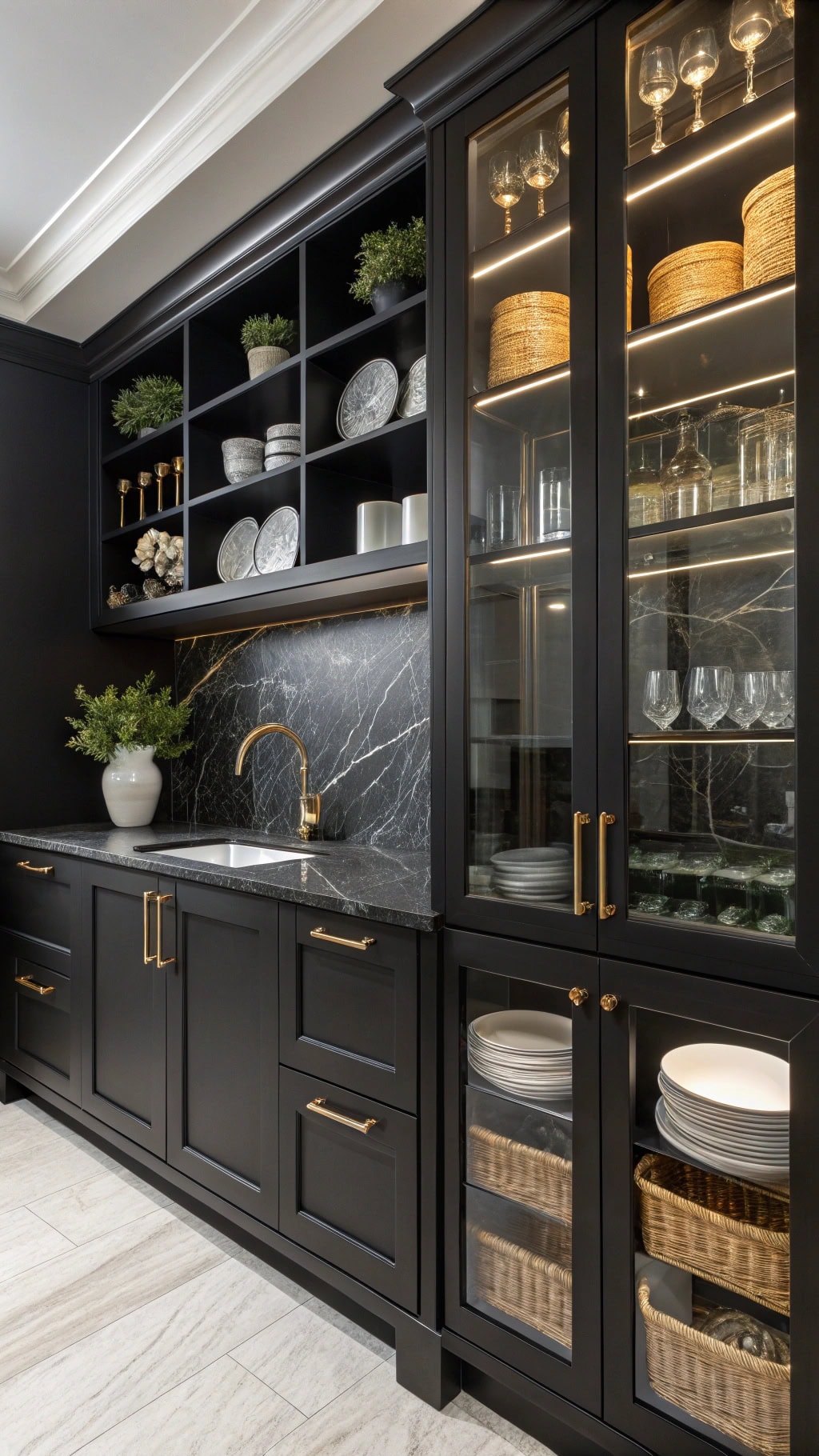 stylish black butler s pantry