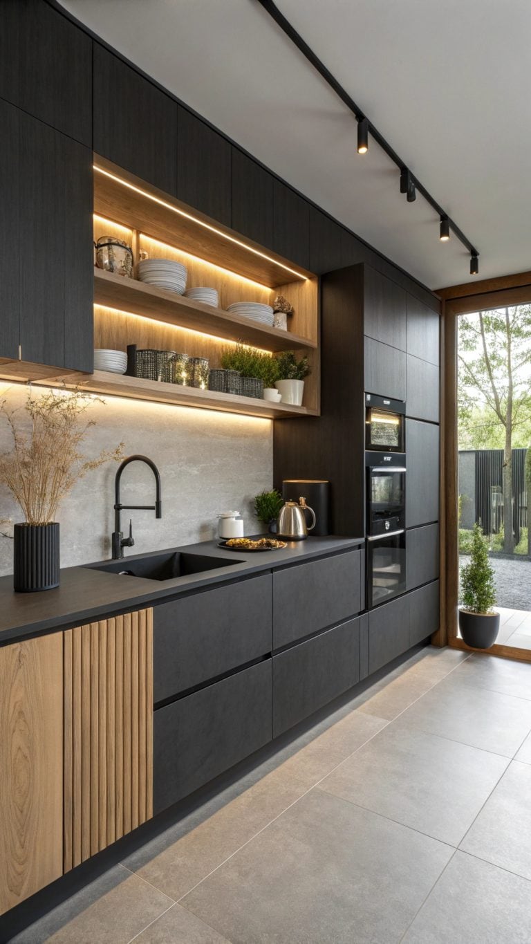stylish black kitchen designs