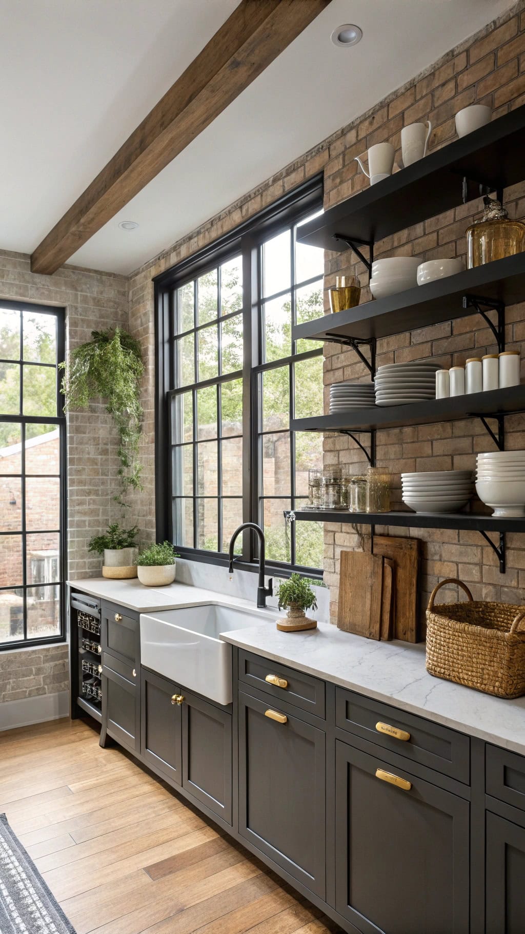 stylish charcoal open shelving