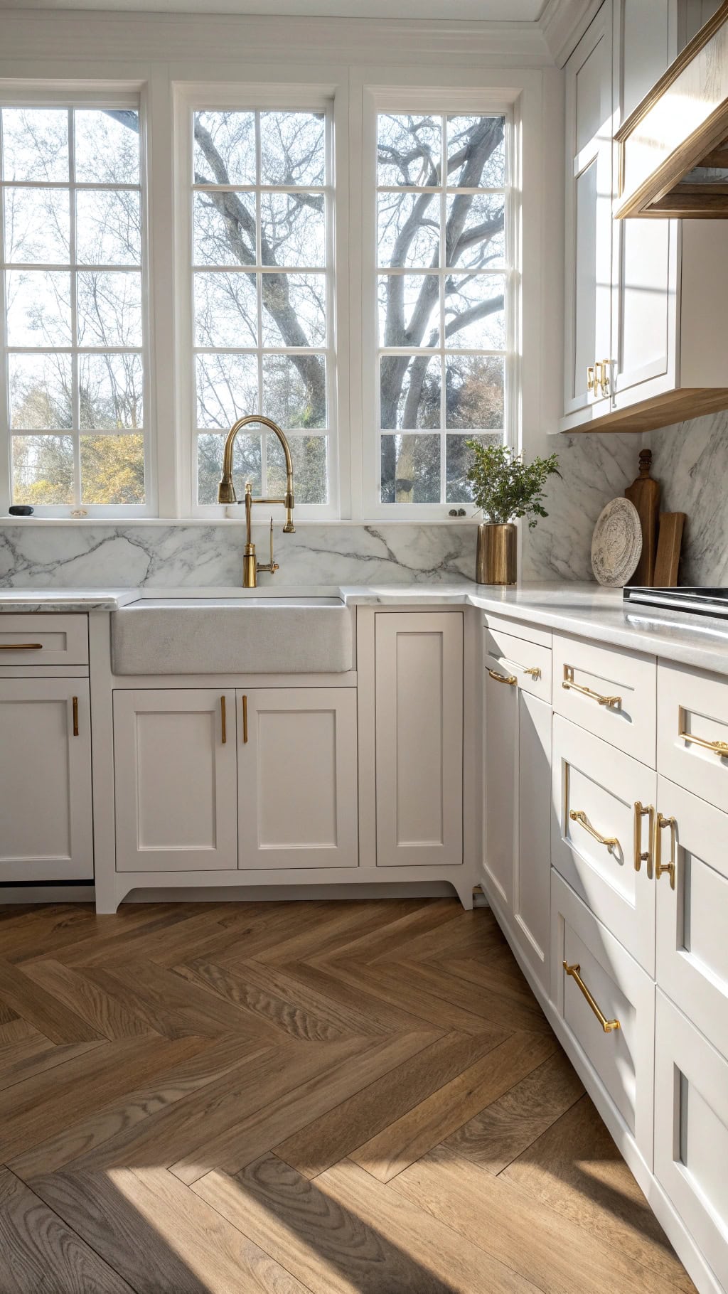 stylish herringbone wood floors