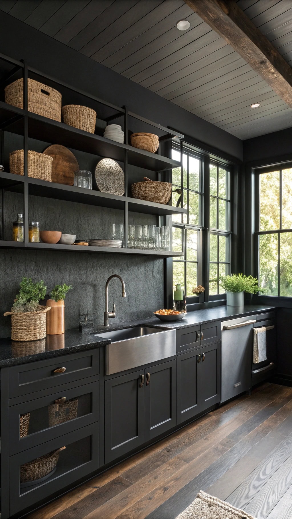 stylish industrial kitchen shelving