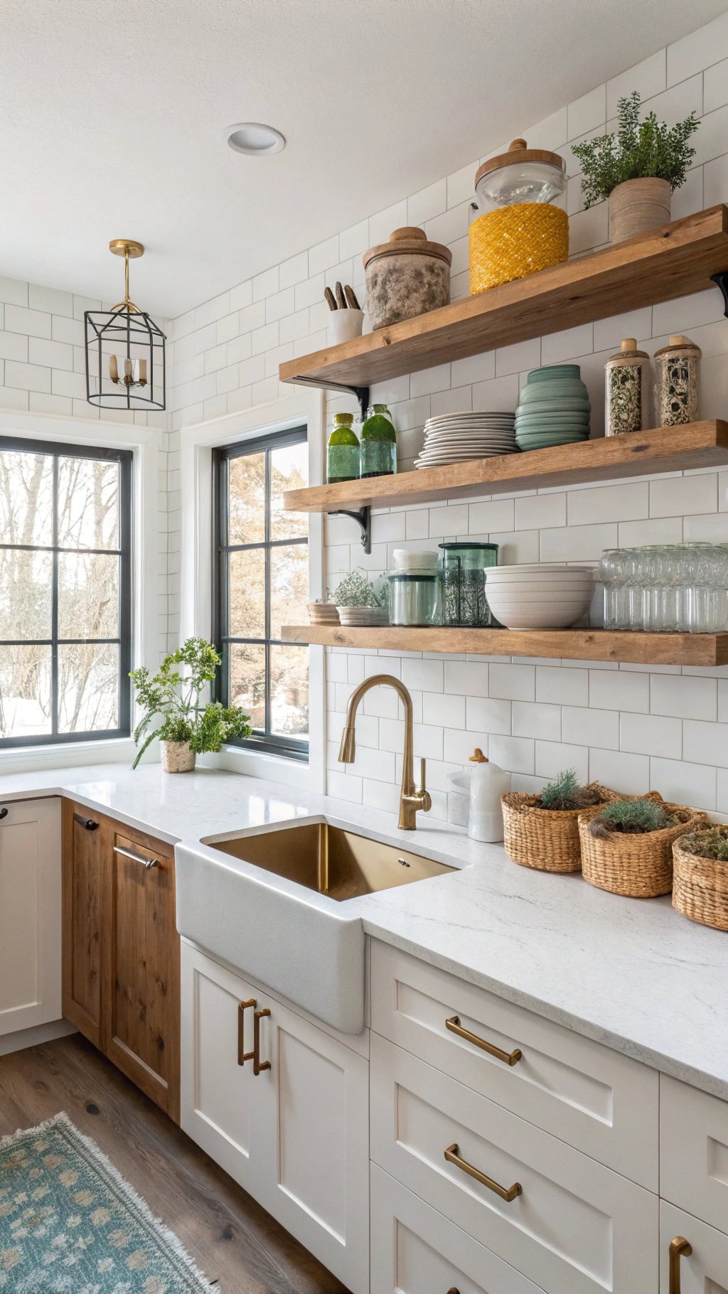 stylish open kitchen shelving