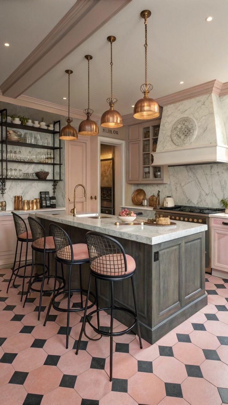 stylish pink and black kitchens