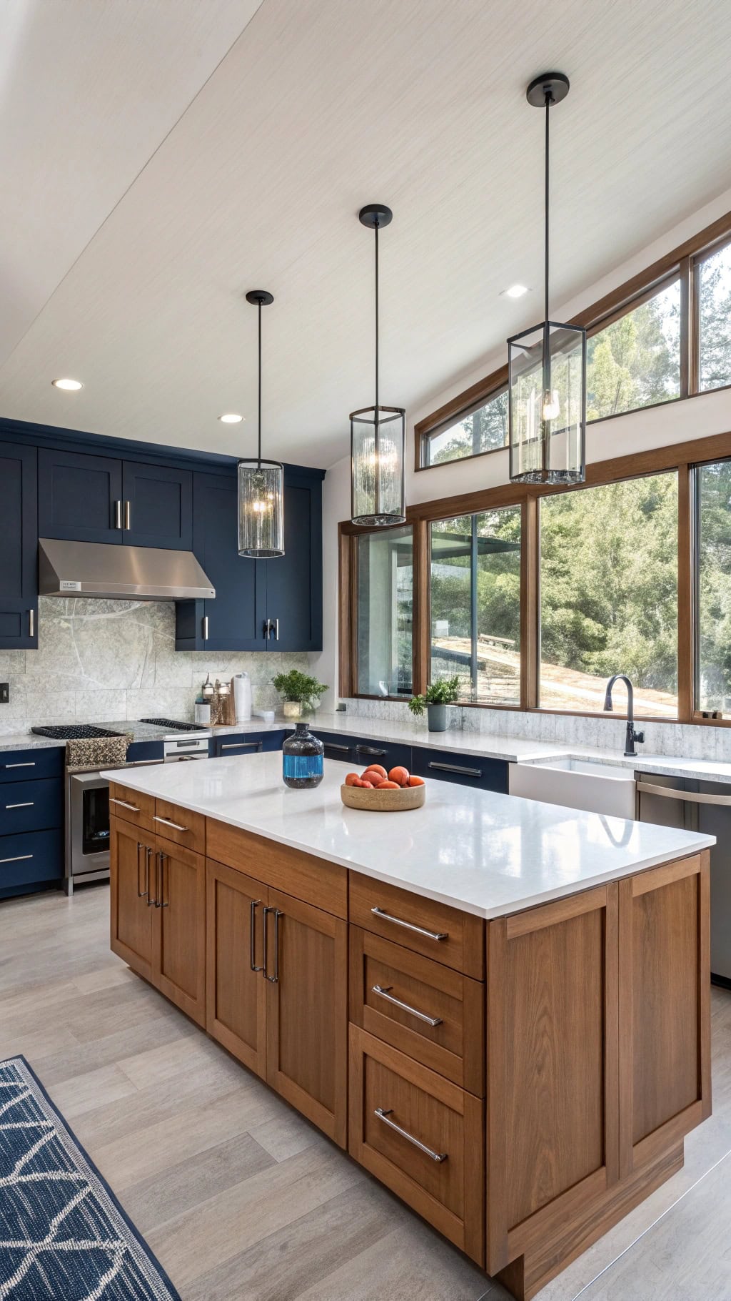 teak peninsula kitchen design