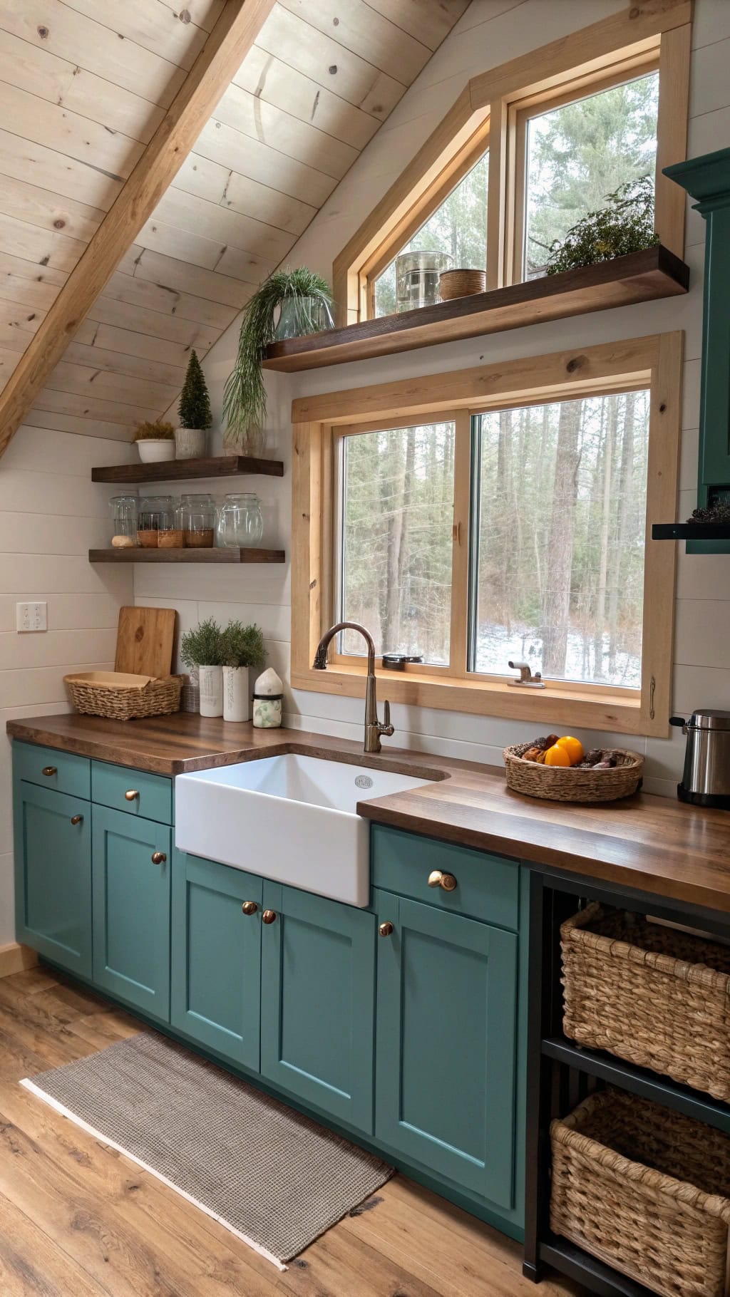 teal and wood harmony