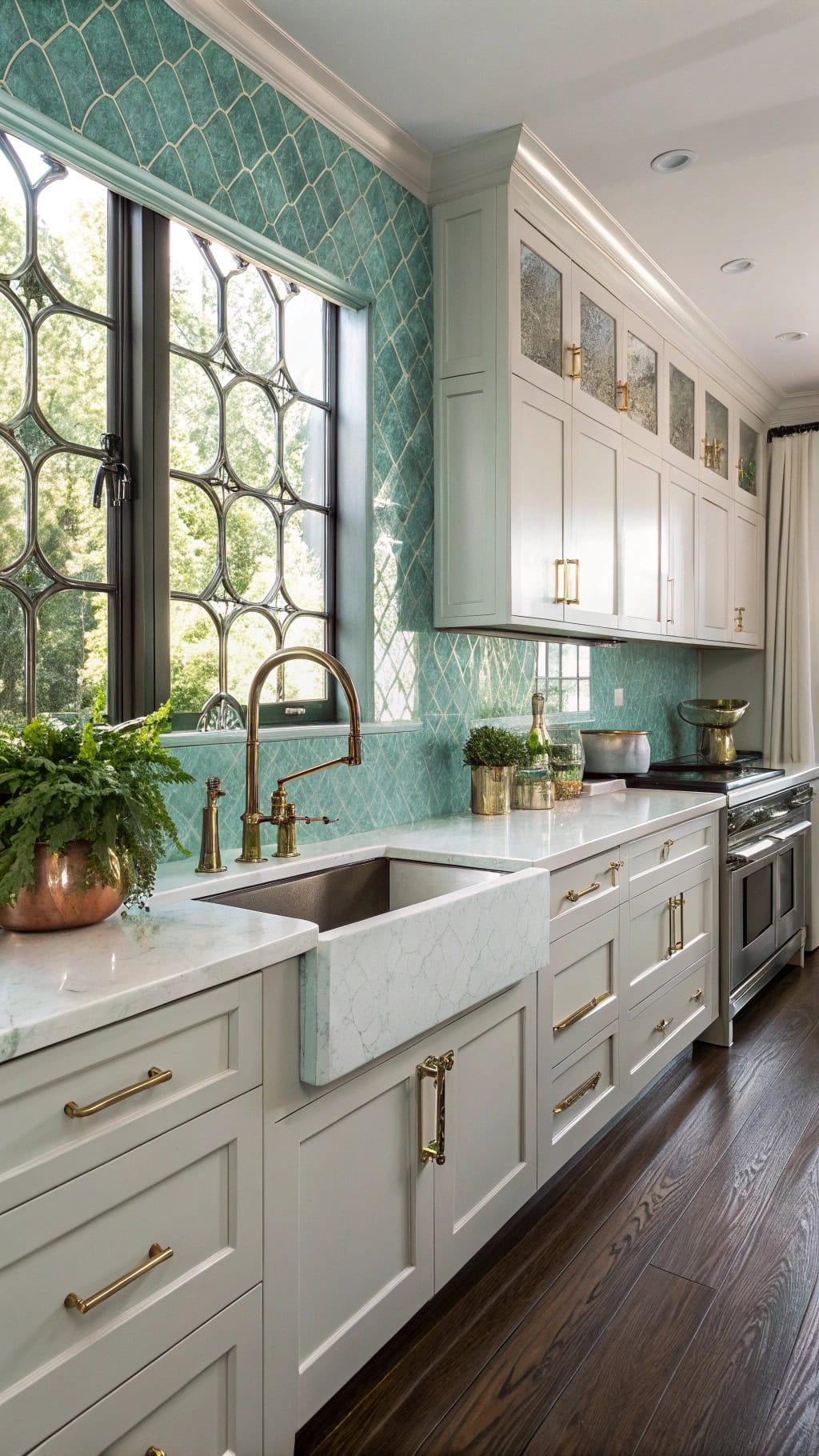 teal antique mirror tiles