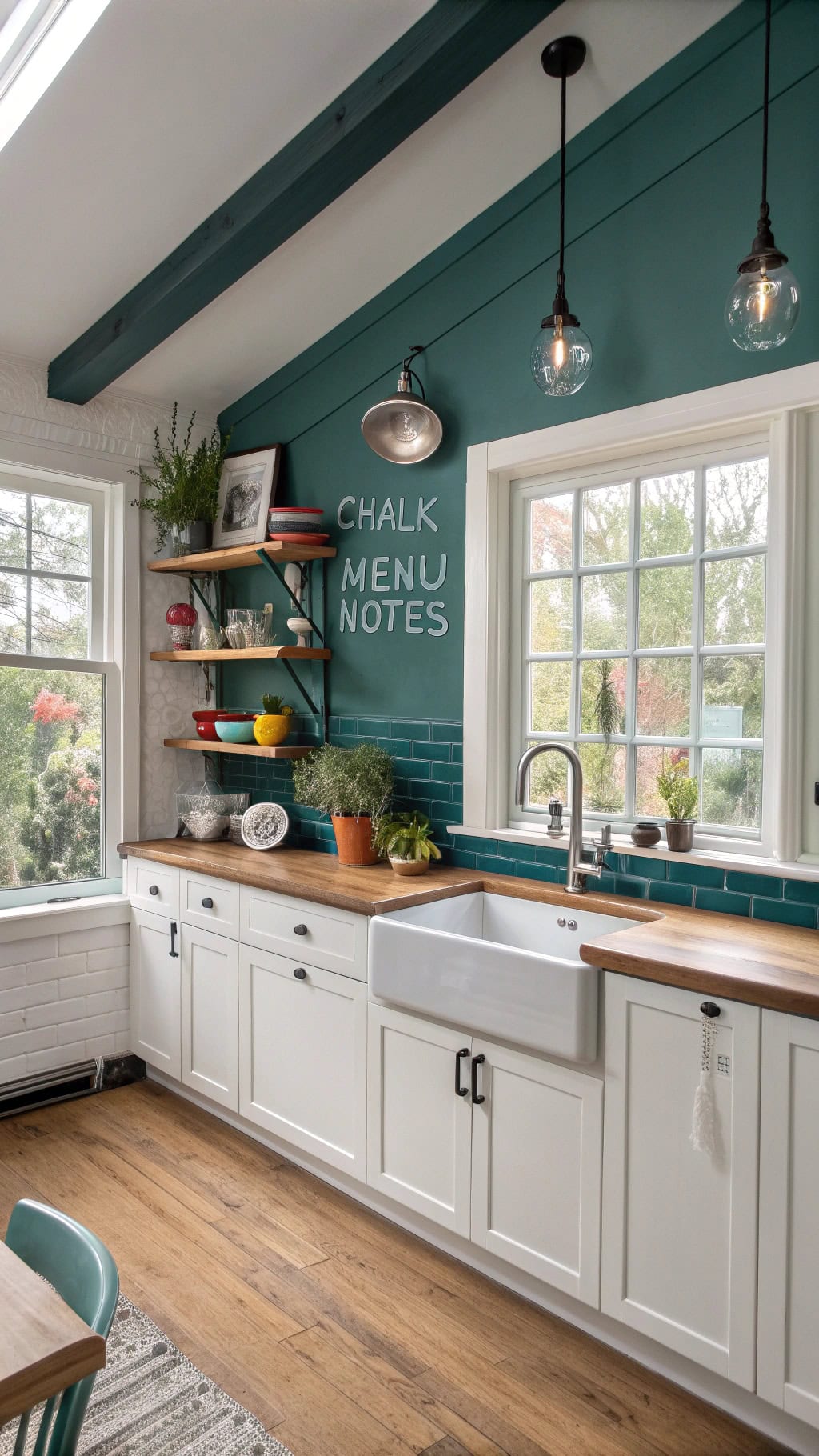 teal chalkboard wall decor