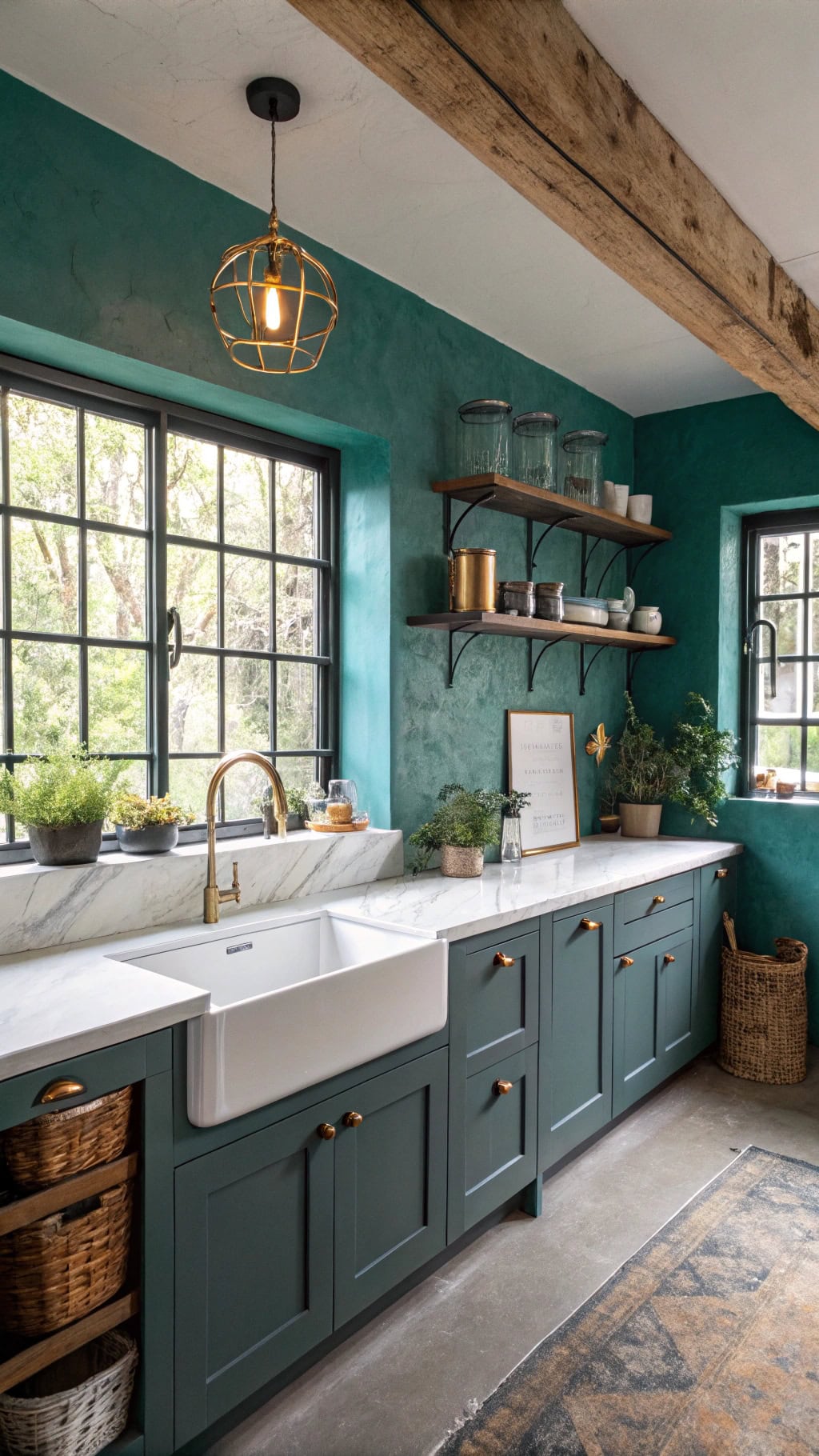 teal concrete kitchen oasis