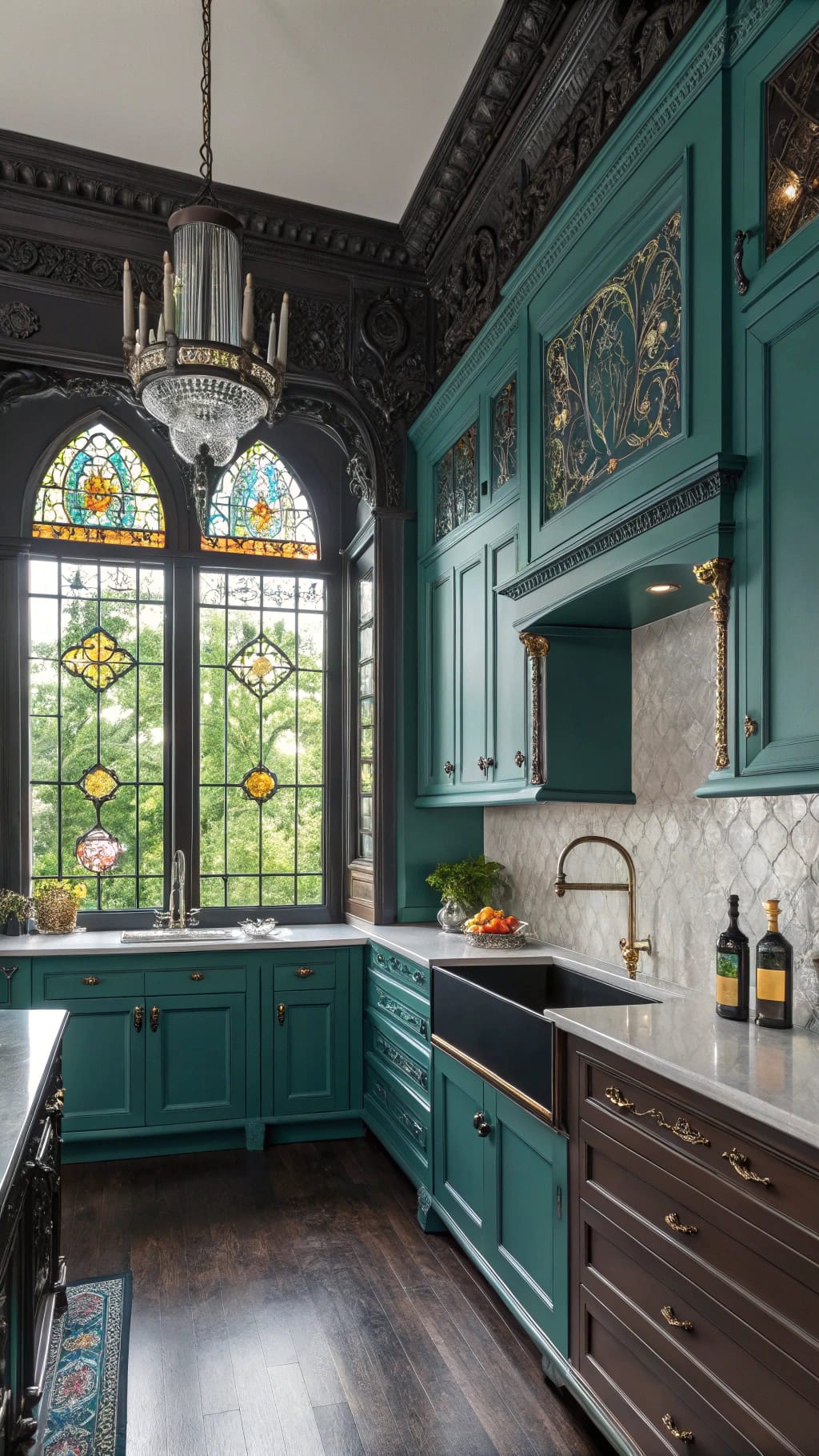 teal gothic kitchen elegance
