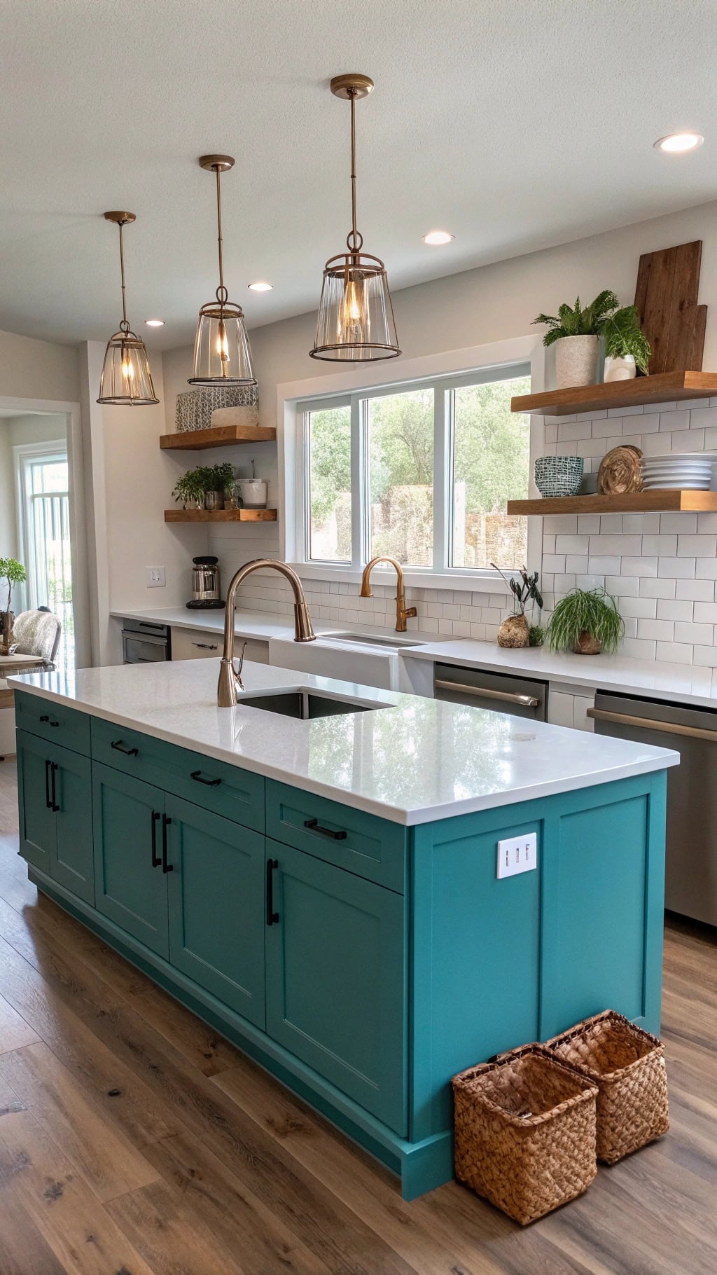 teal kitchen island design