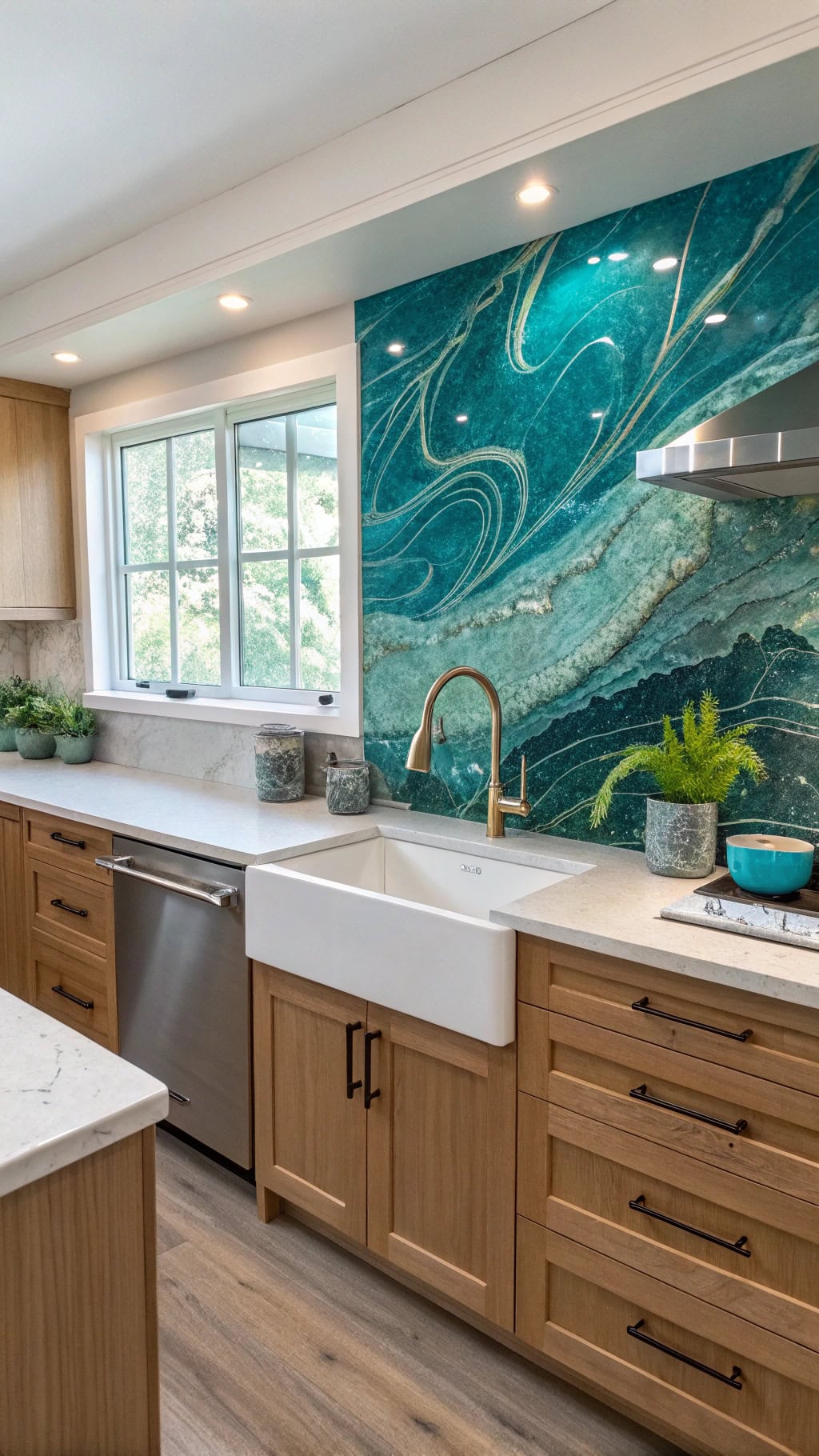 teal oceanic resin art