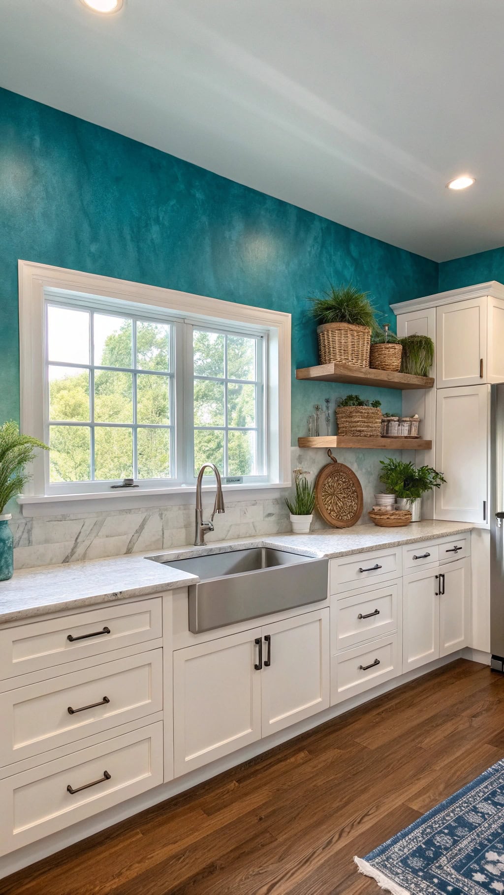 teal ombre gradient kitchen