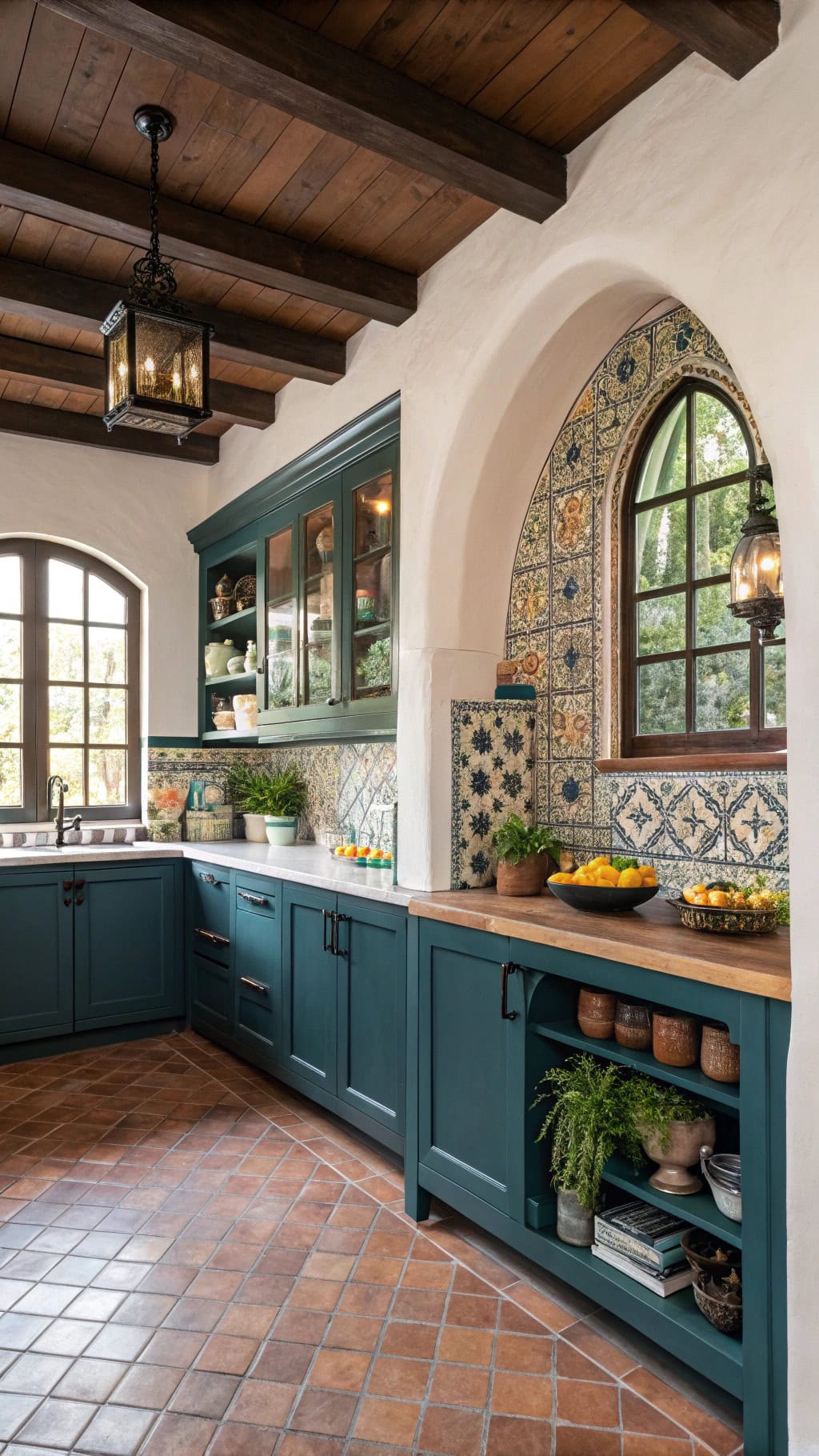 teal spanish revival kitchen