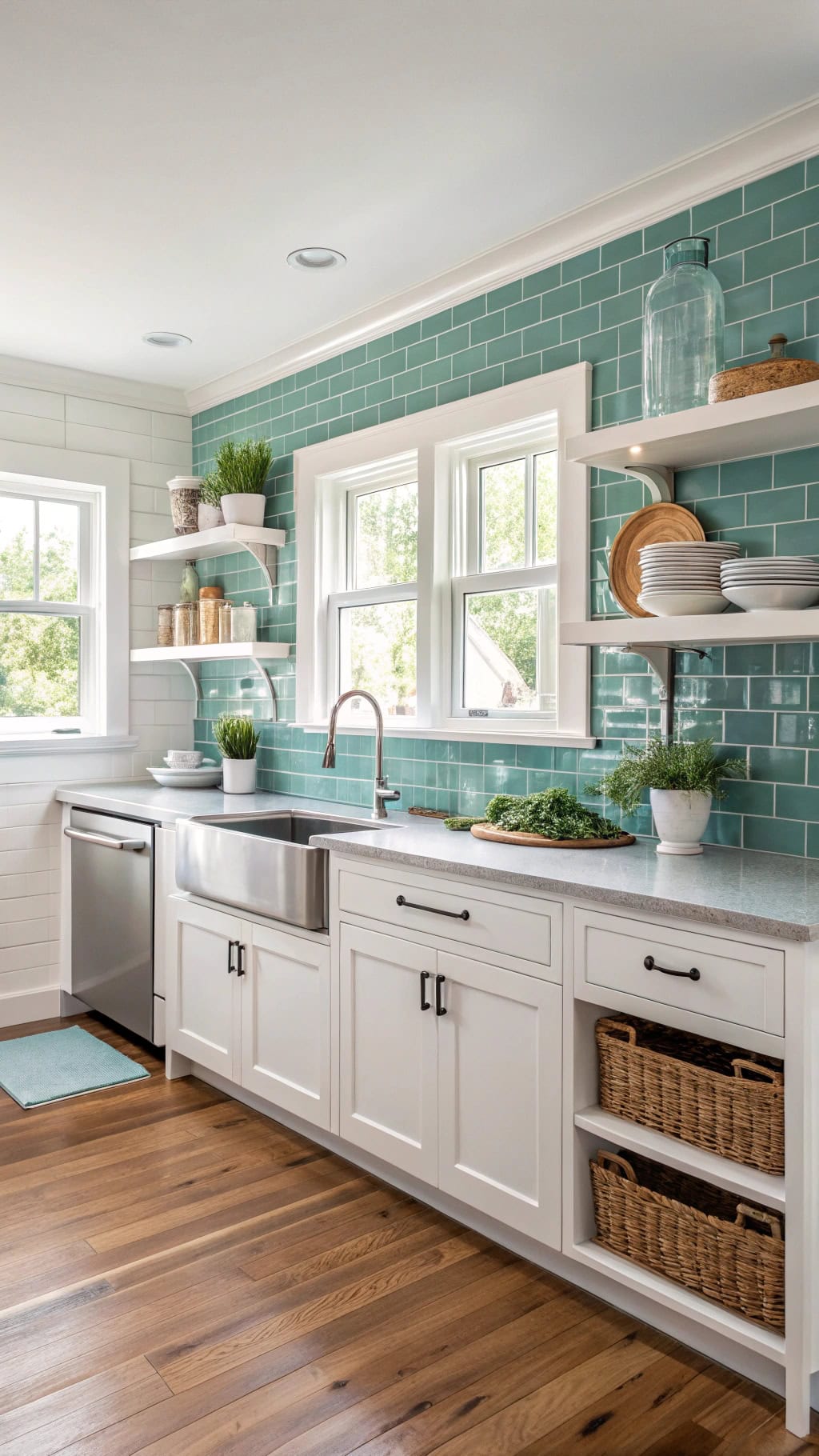 teal subway tile accents
