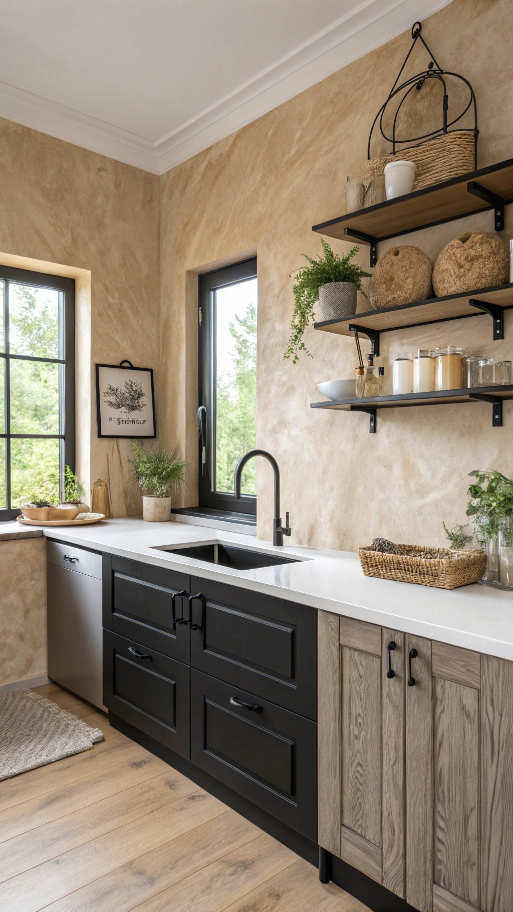 textured beige wall treatments
