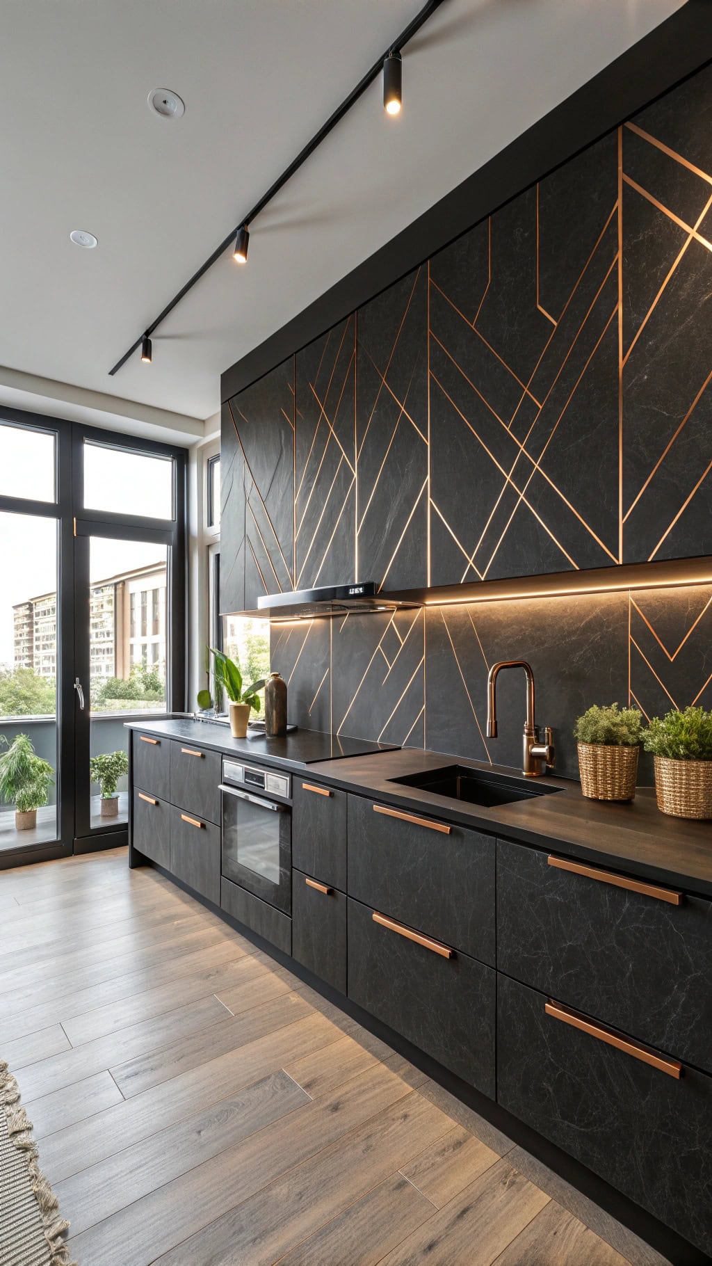 textured copper accented wall panels