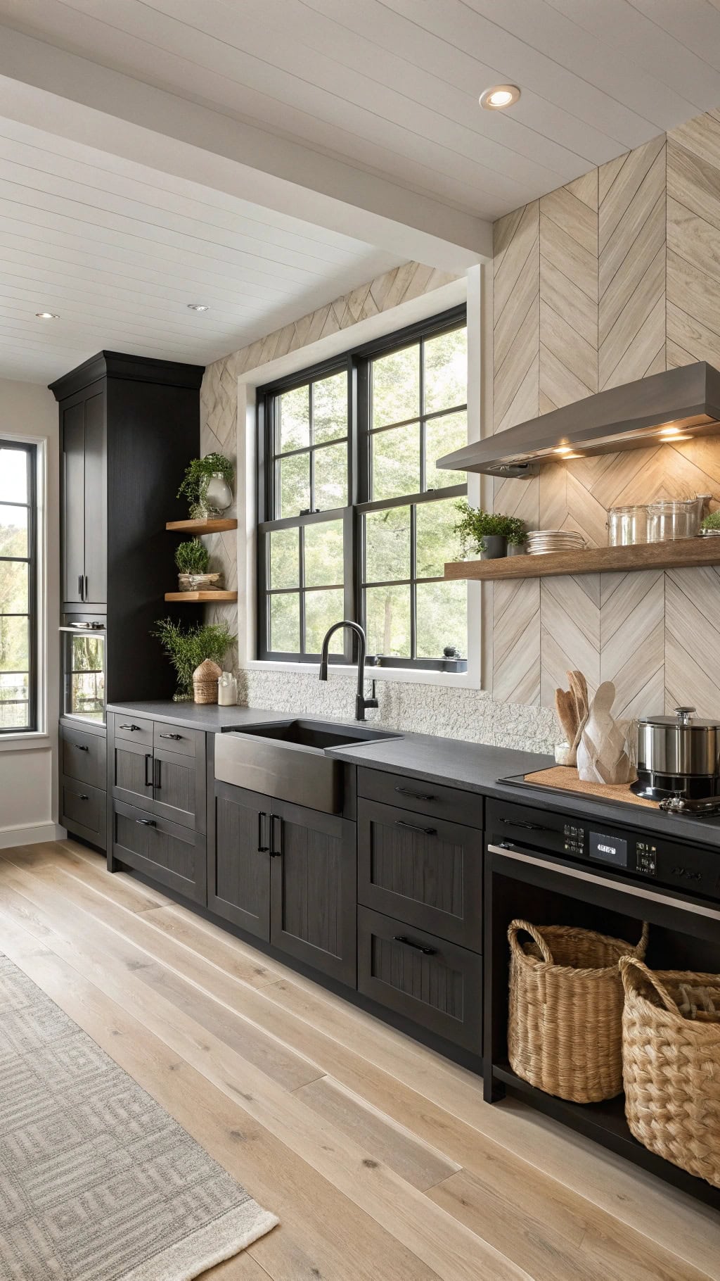 textured oak panel accents