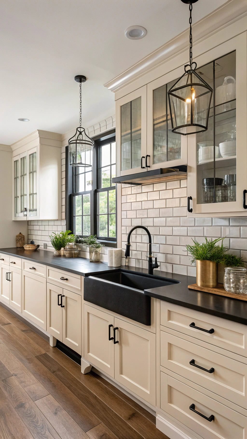 timeless black cream kitchen