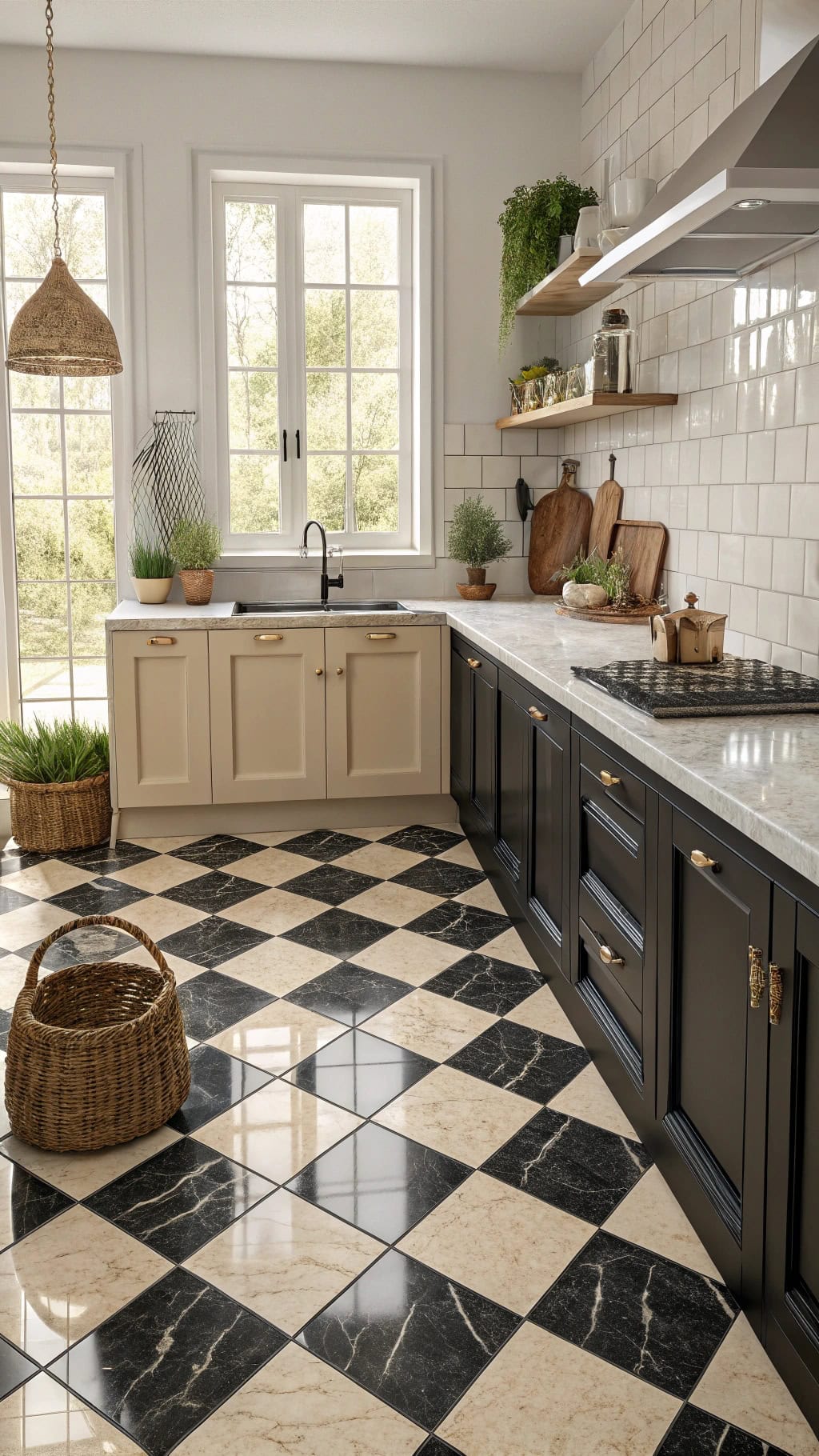 timeless checkerboard kitchen elegance