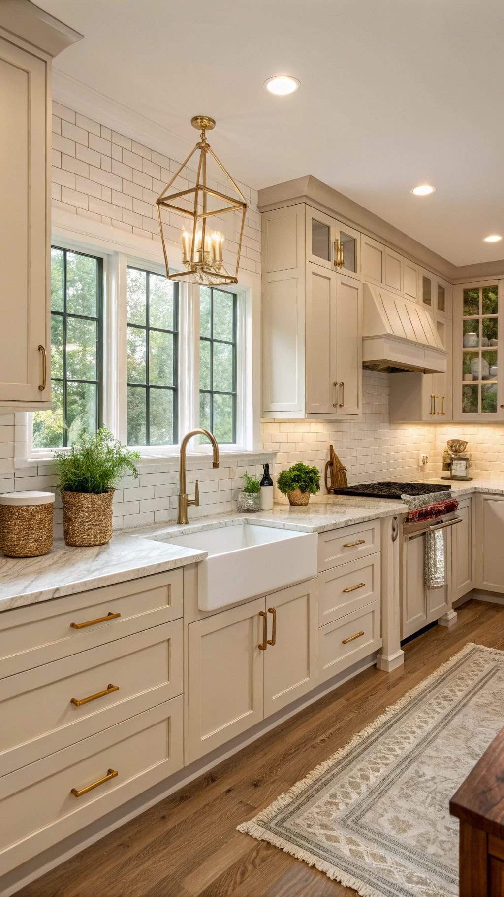 transitional beige kitchen design