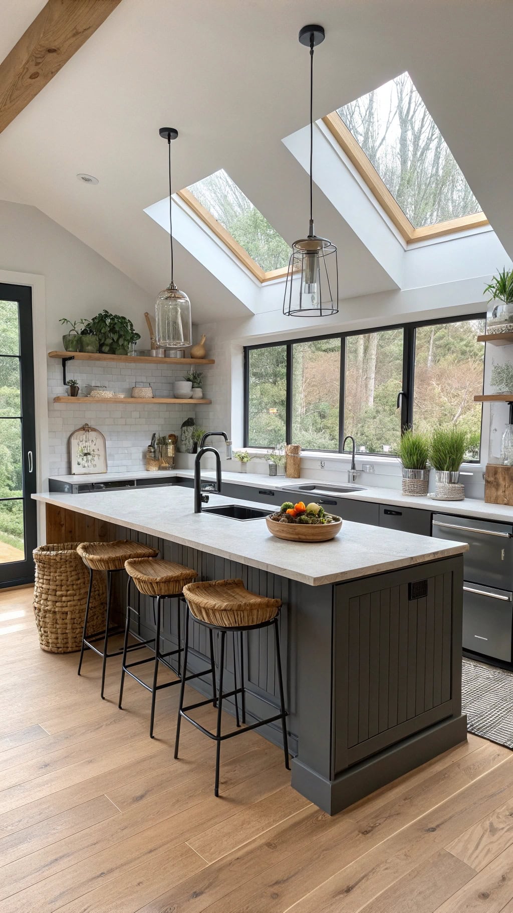 two tone peninsula seating ideas
