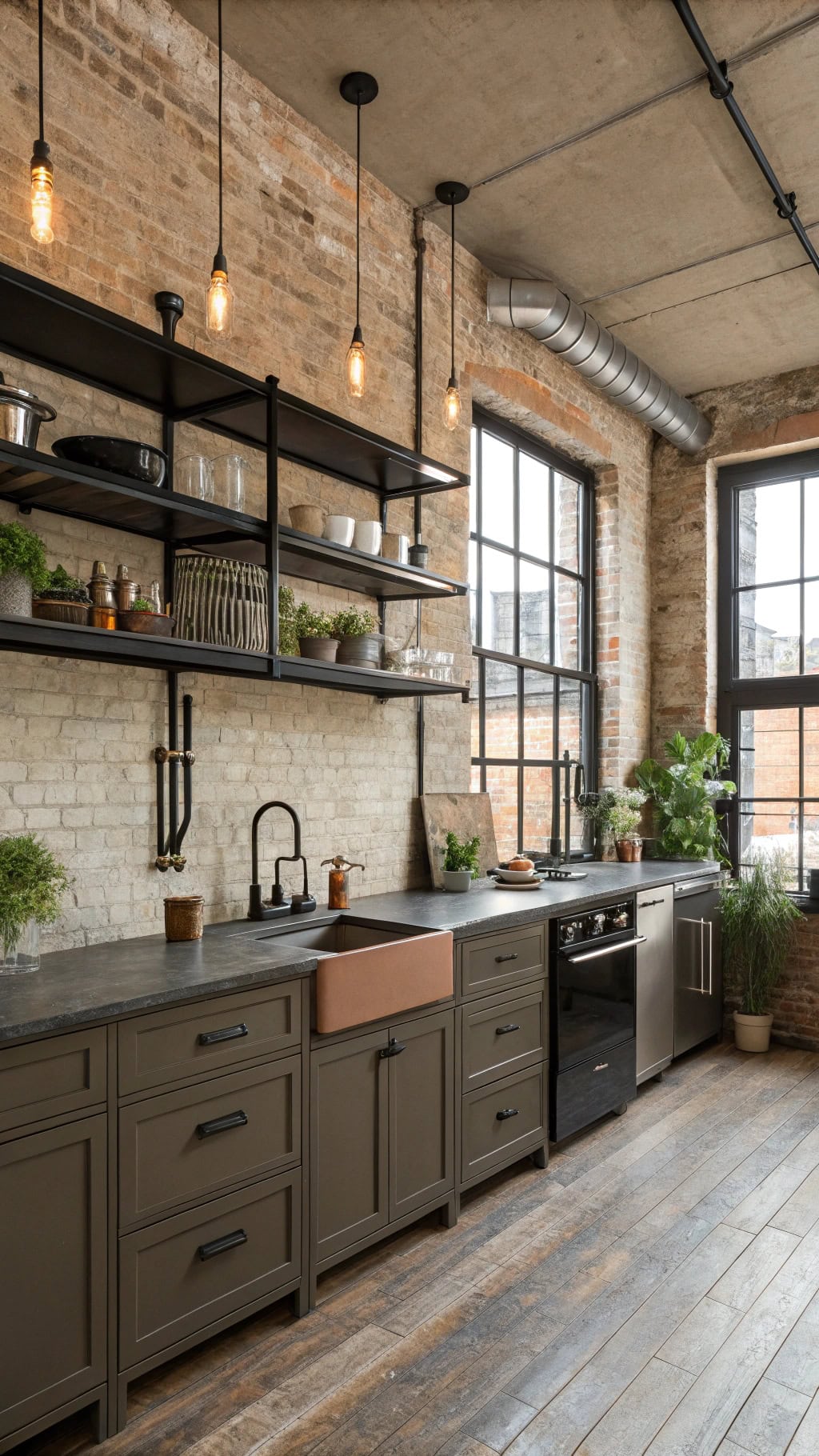 urban industrial kitchen warmth