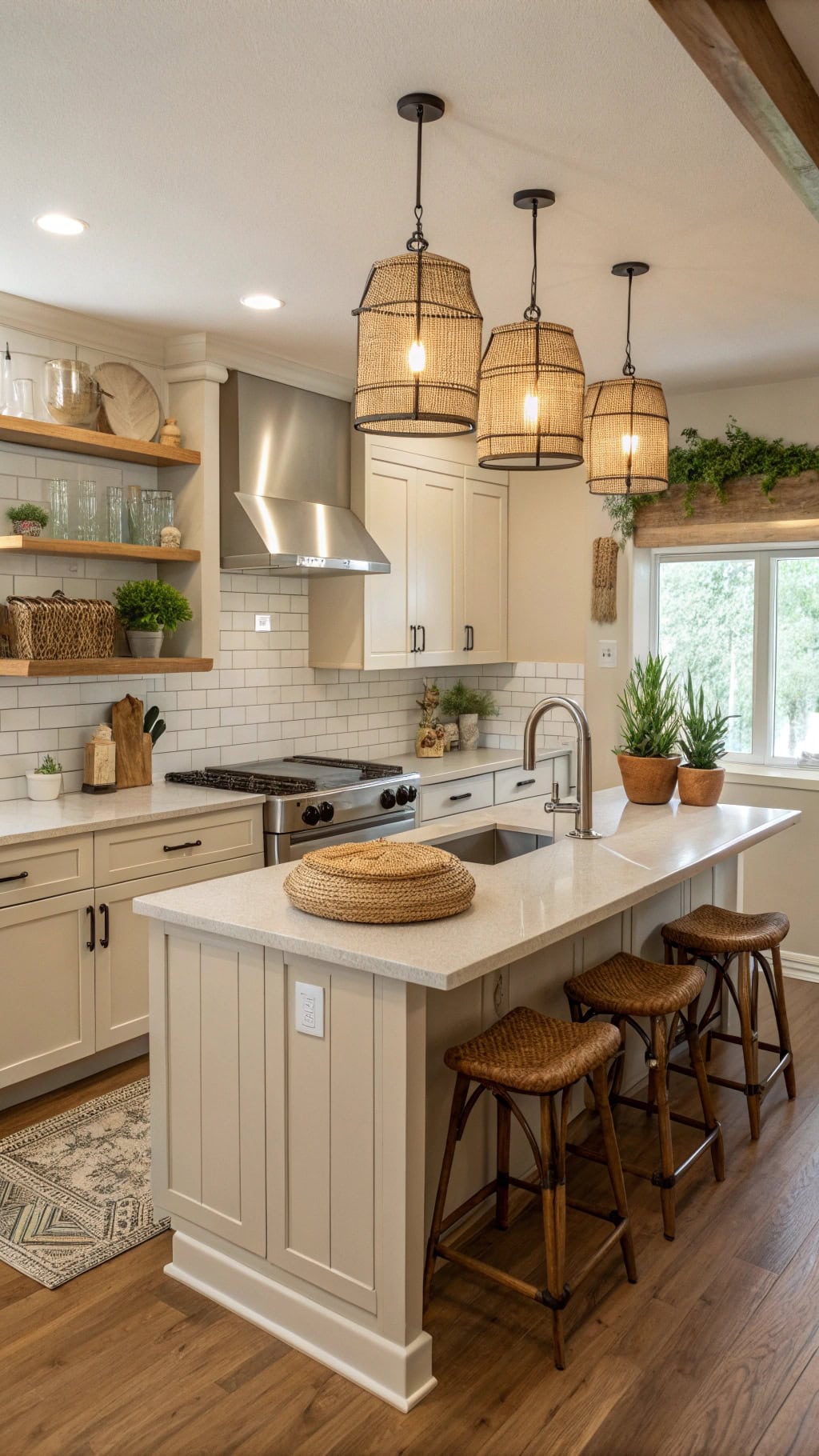 versatile beige kitchen peninsula