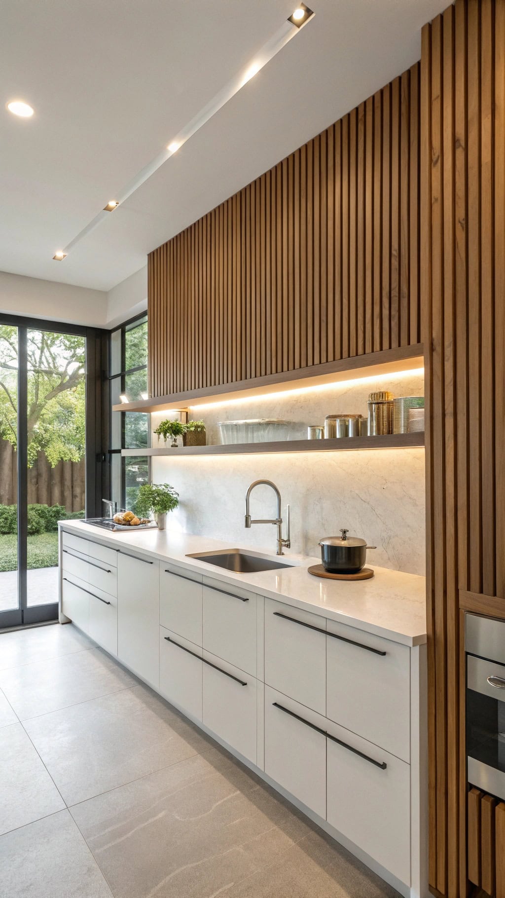 vertical teak slats elegance