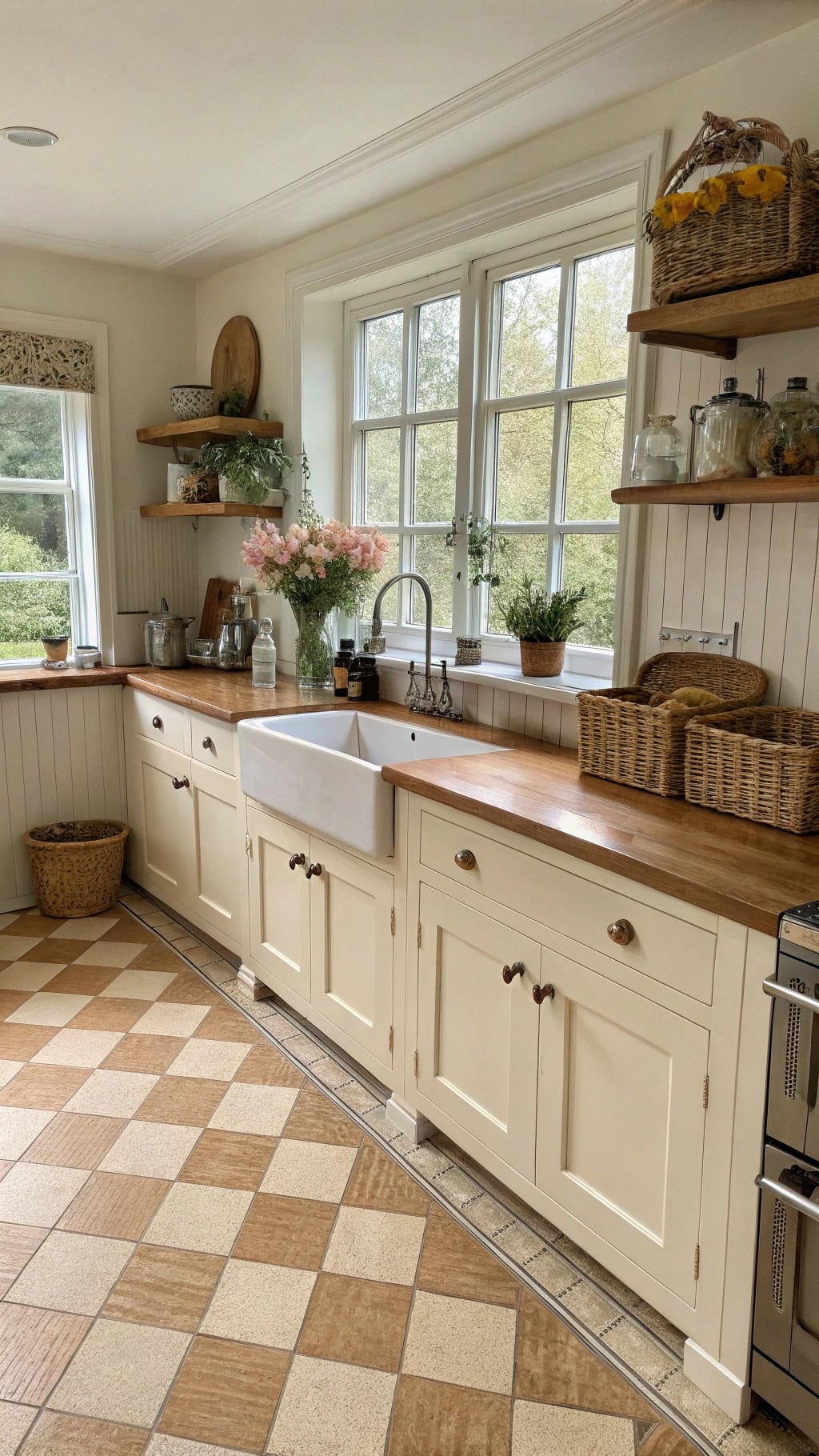 vintage beige checkerboard revival